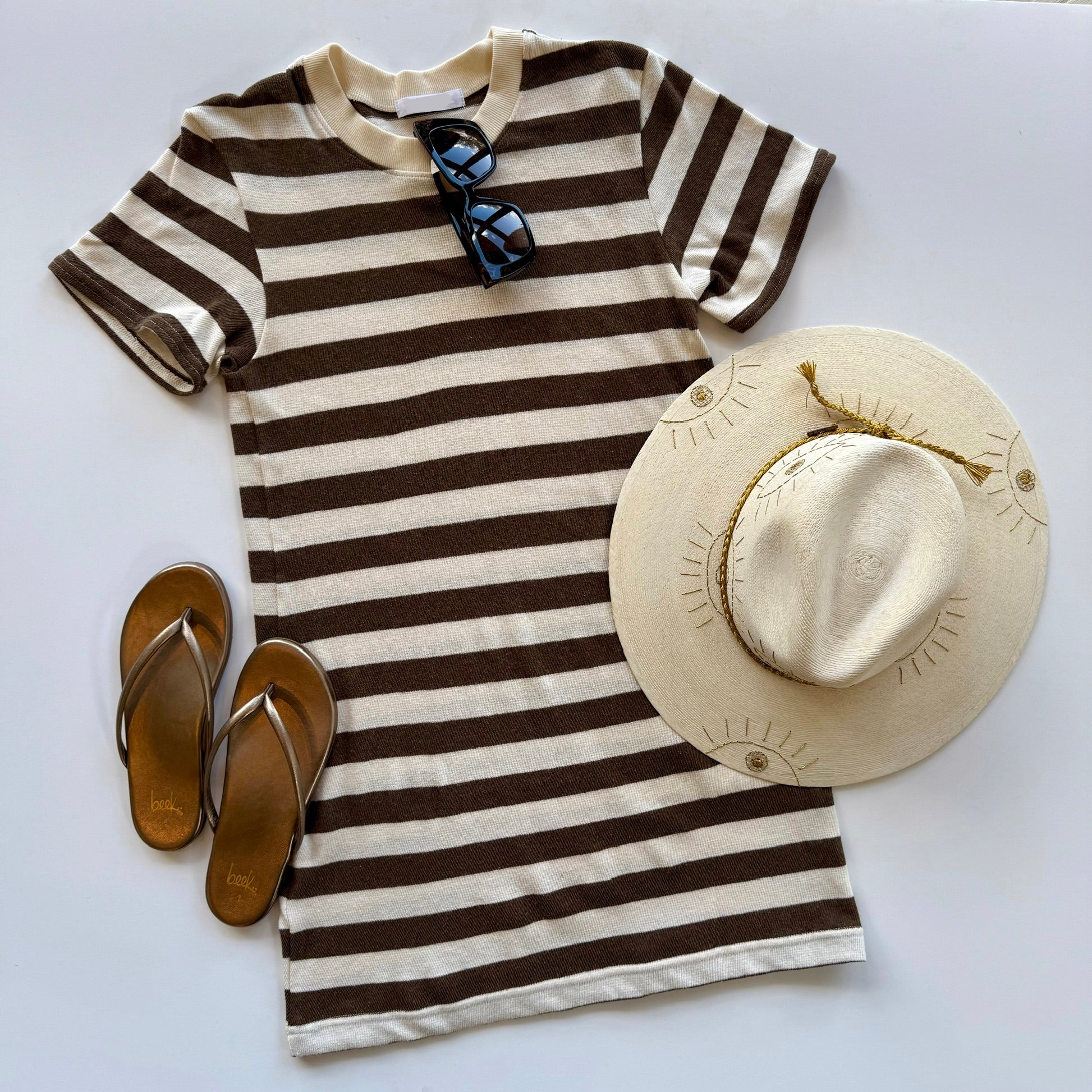 Ped29 Mocha Stripe Rugby Dress