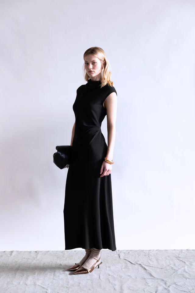 Ps2526 Black Draped Dress