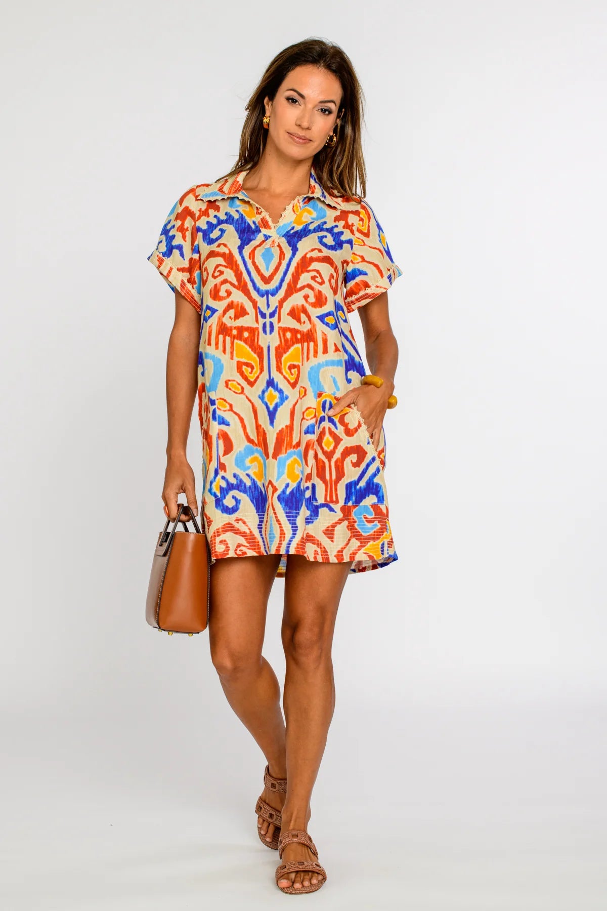 Ej100235 Ikat Multi Mini Dress