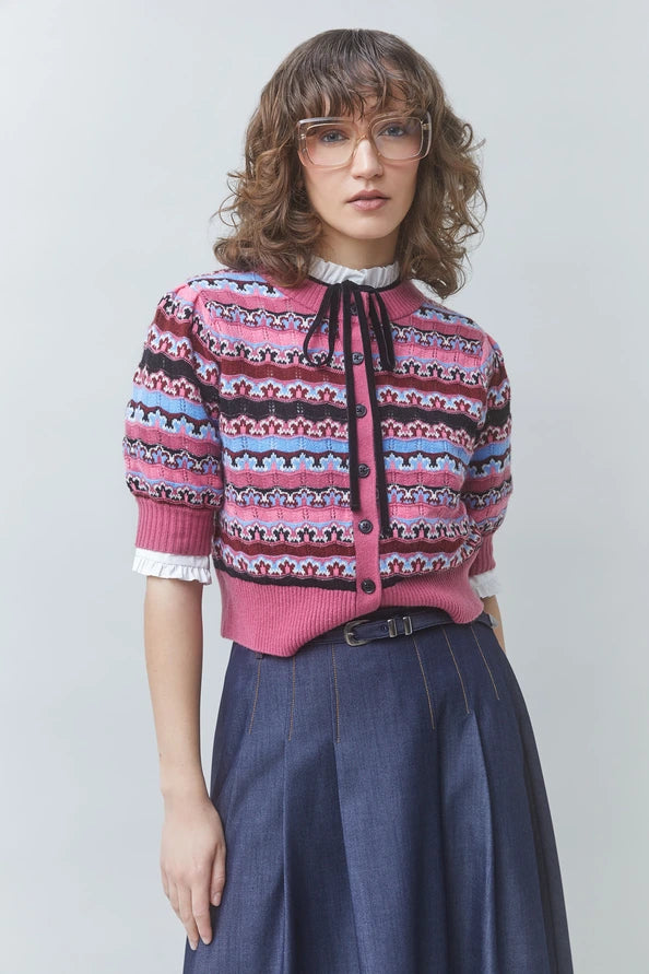 Sun2046 Rose Striped Cardigan