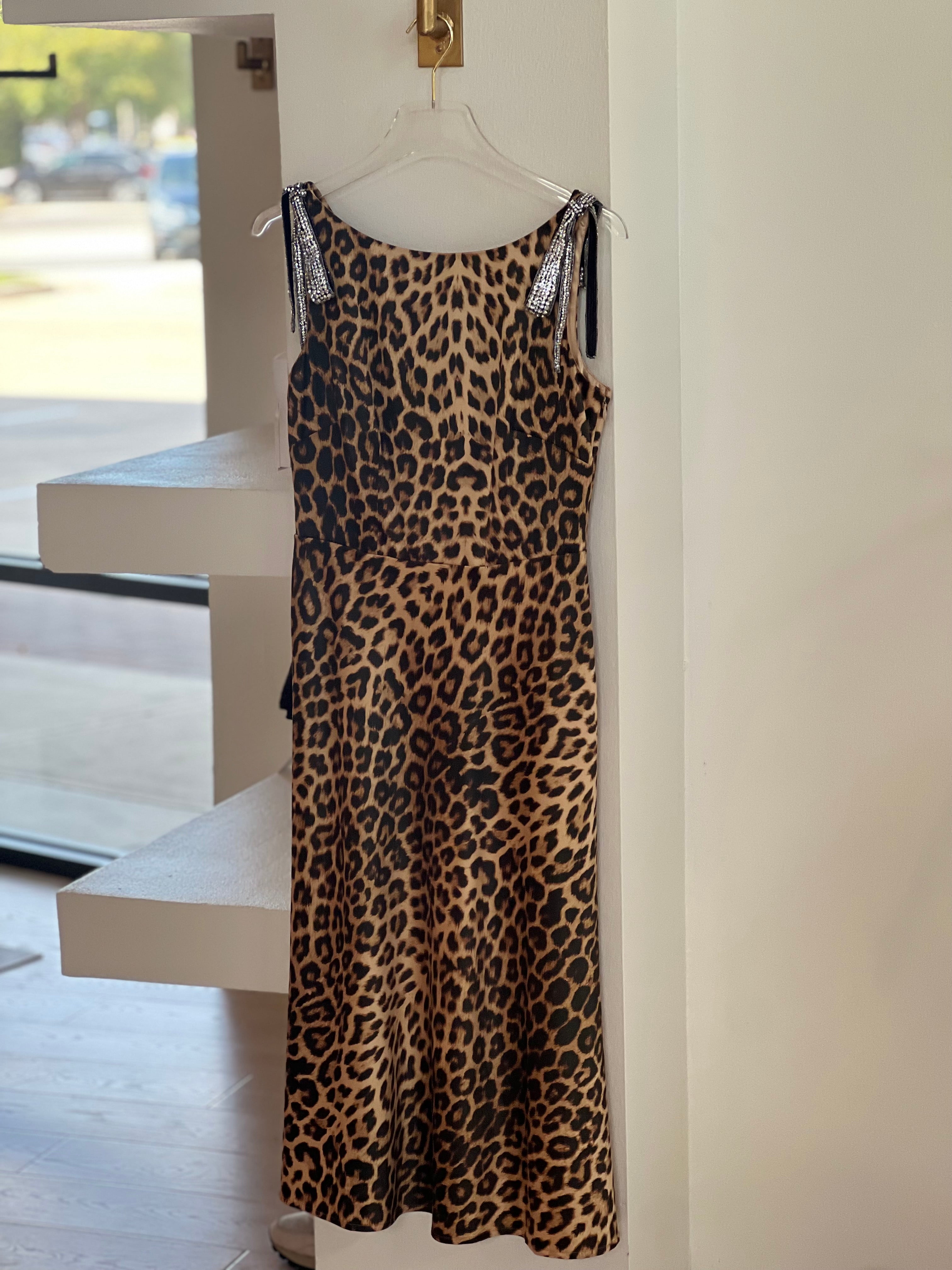 Em0150 Emily Shalant Animal Print Midi Dress