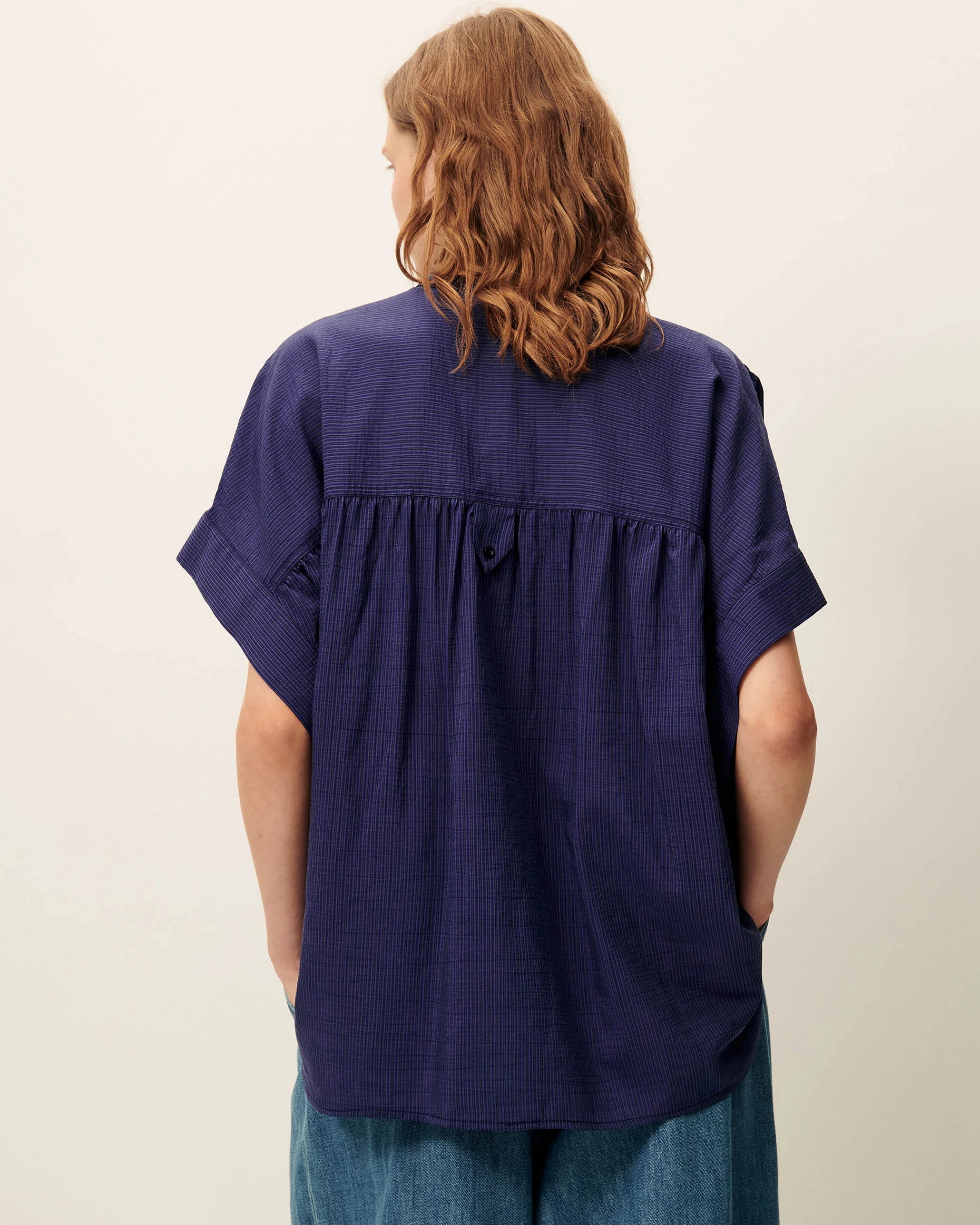 Se0051 Navy Stripe Top