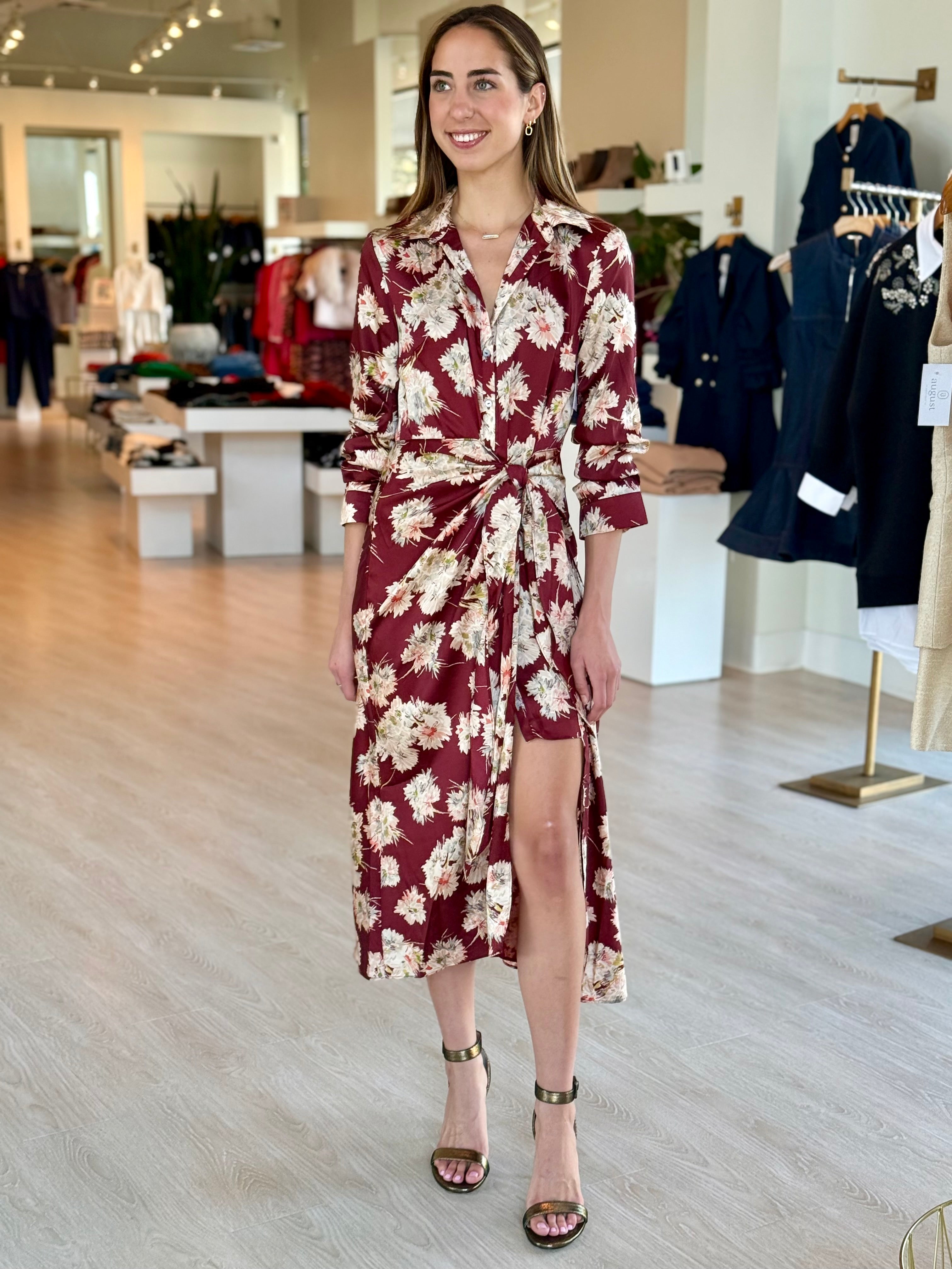 Ci0467 Bouquet Wrap Midi Dress