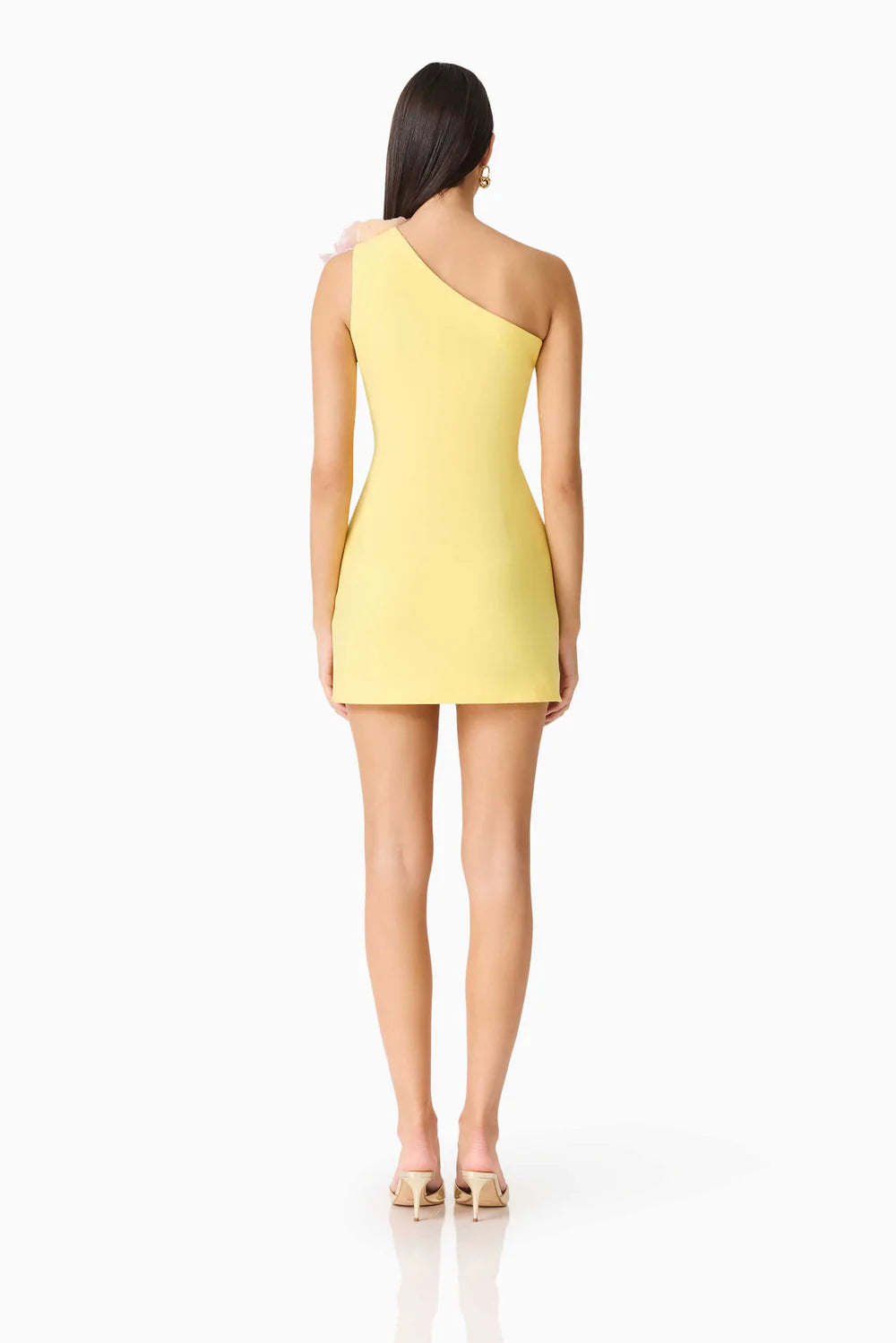 El2645 Yellow One Shoulder Dress