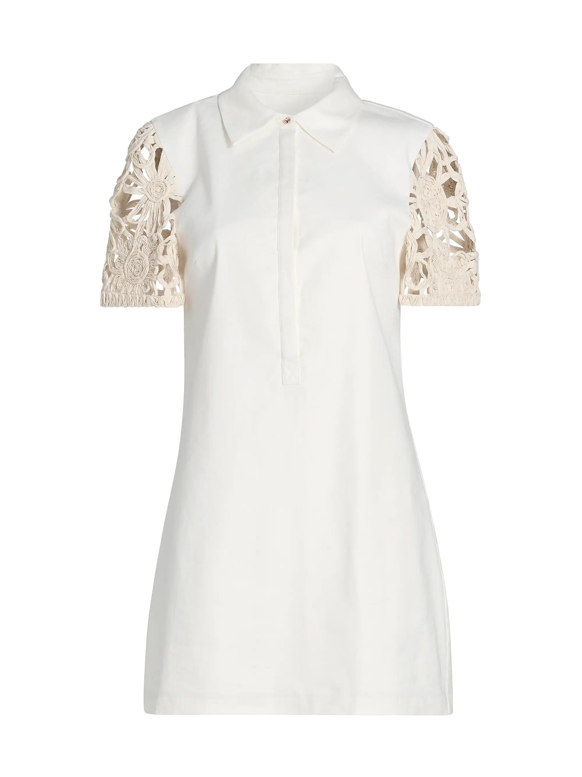 Ra3013 Ivory Crochet Sleeve Dress