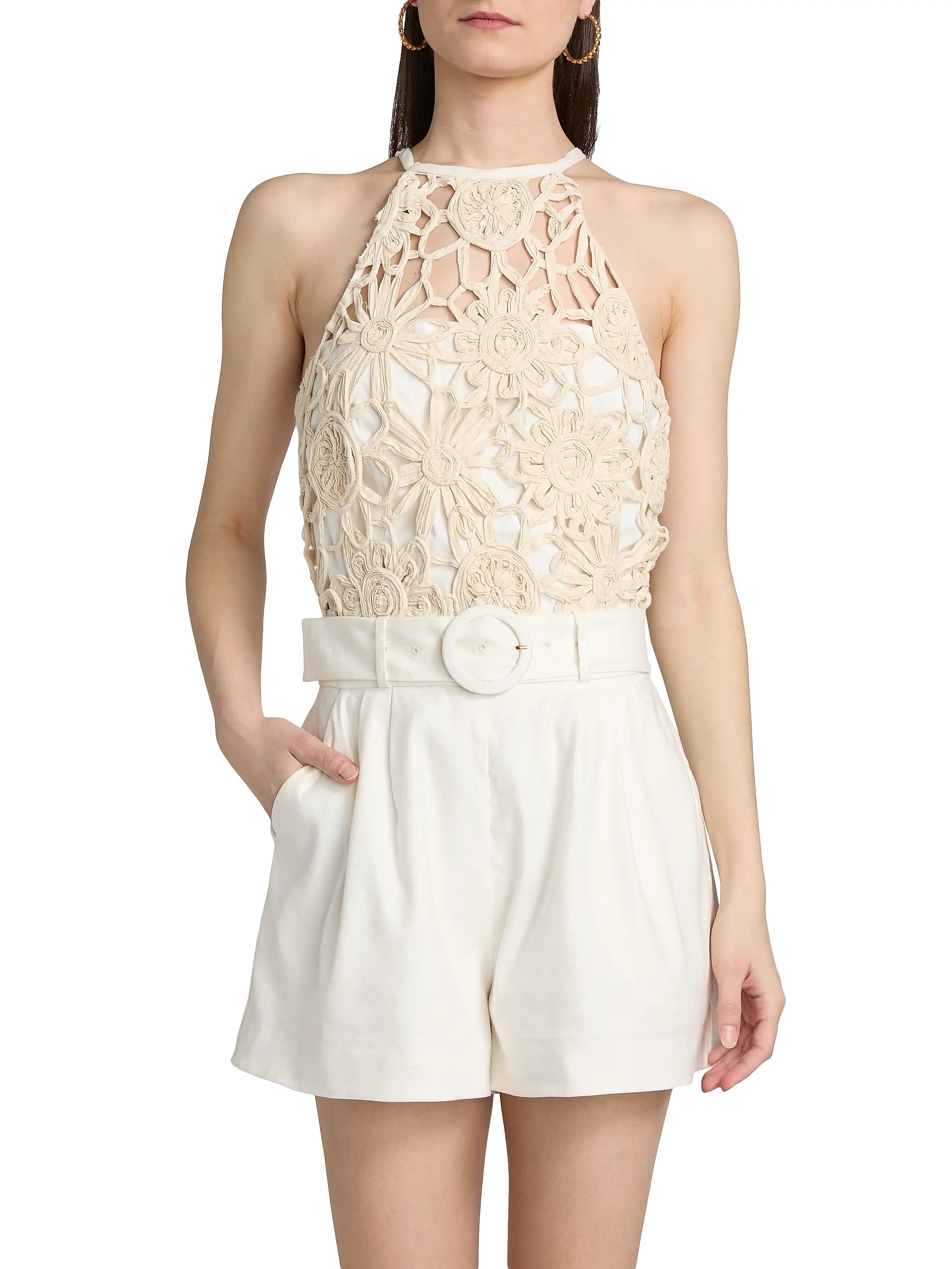 Ra5018 Textured Halter Romper