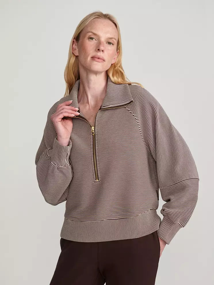 Va02122 Coffee Stripe Half Zip Pullover