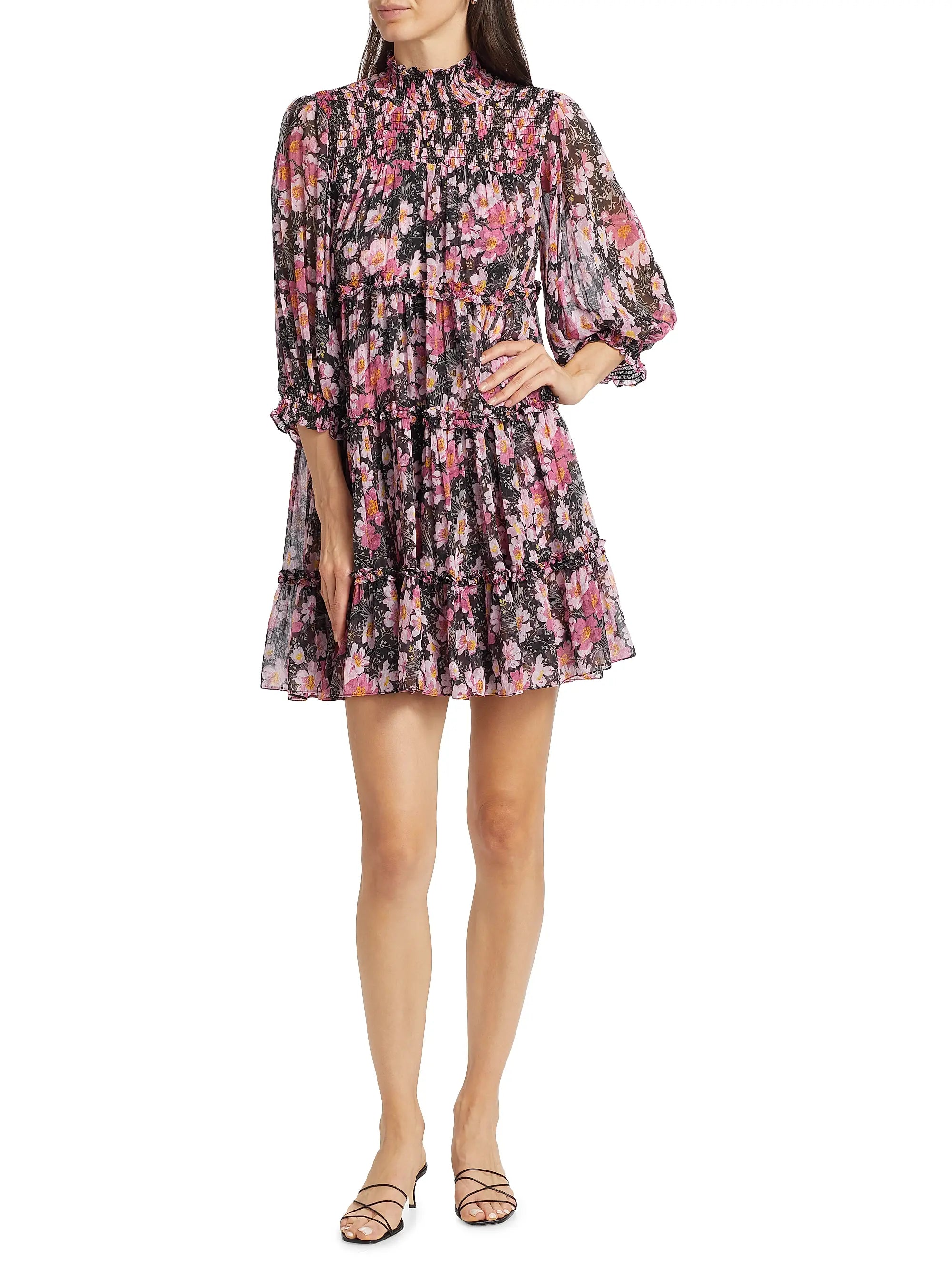 Cizd8938 Cinq a Sept Olive Cosmo Flowers Dress