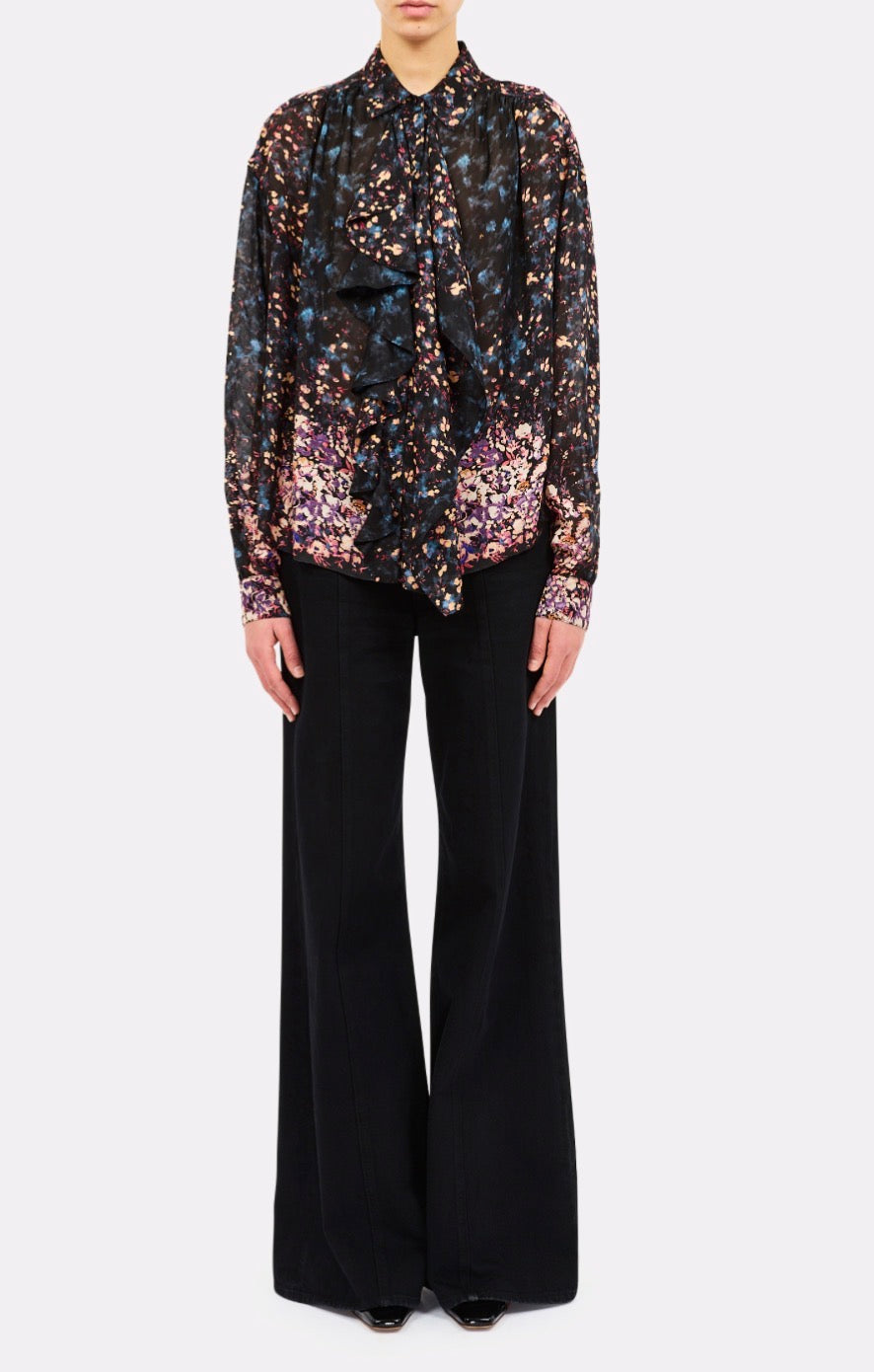 Ul0217 Garden Floral Silk Blouse