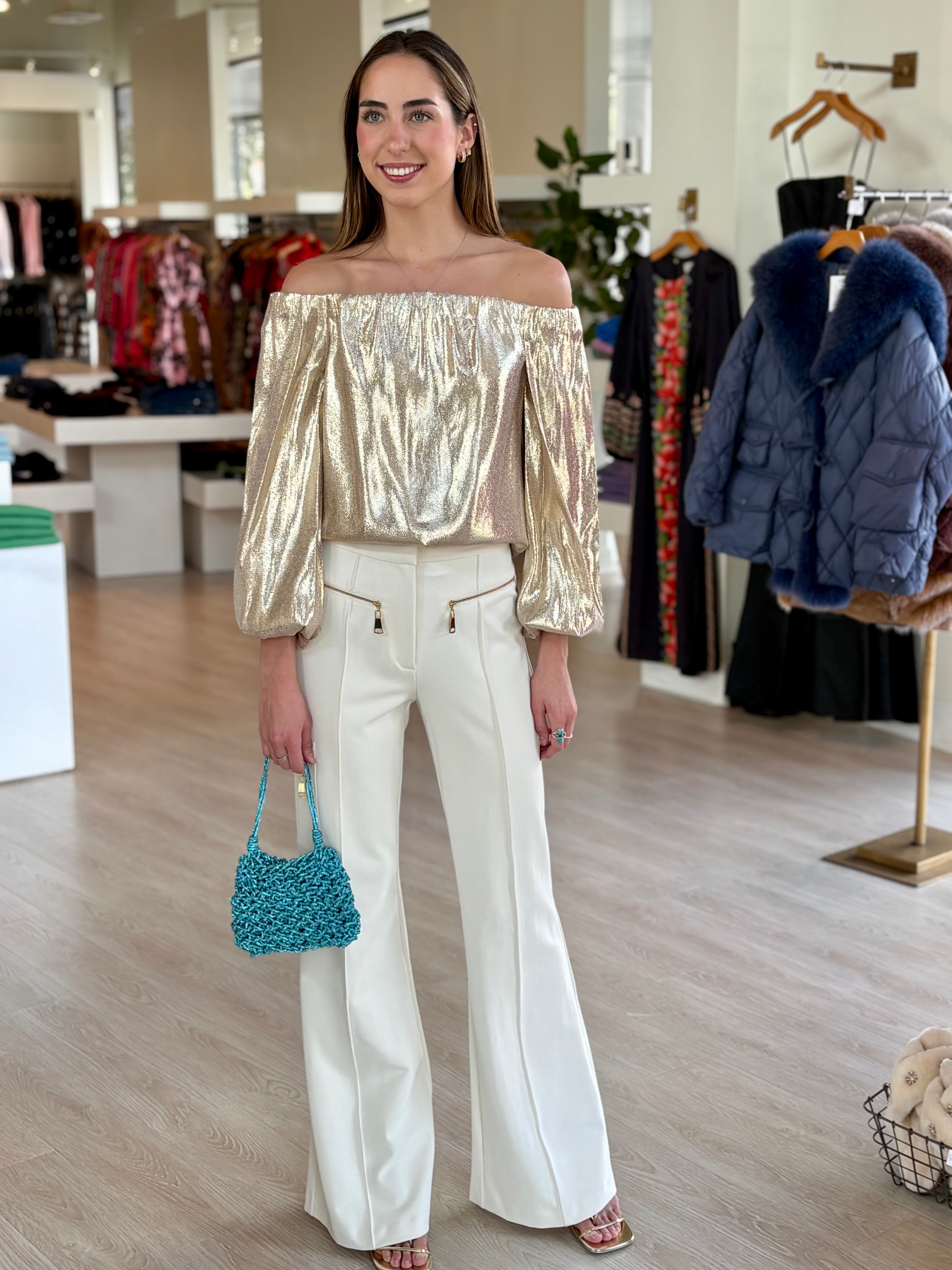 Raa2013 Gold Off Shoulder Top