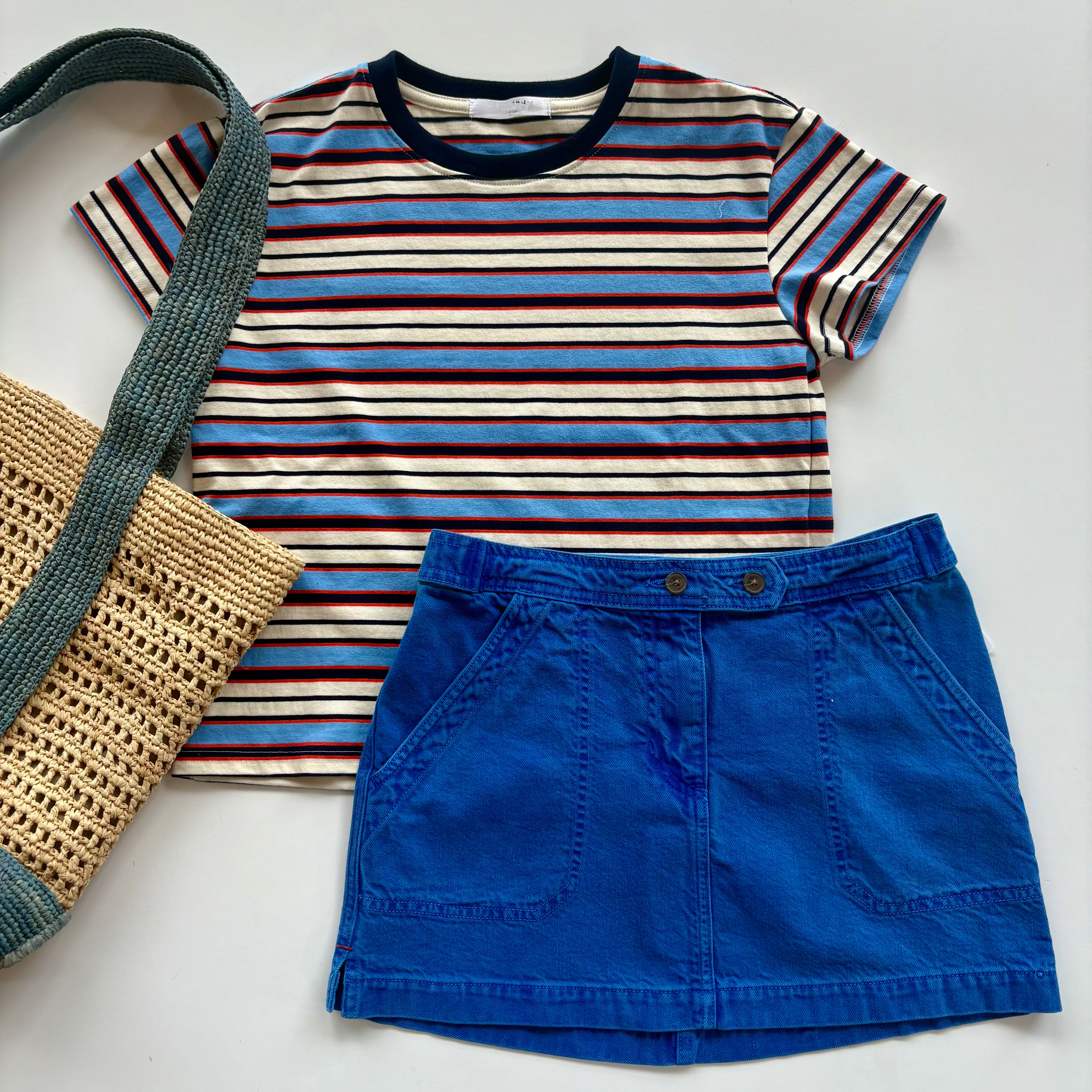 Xiw053 Cobalt Denim Mini Skirt