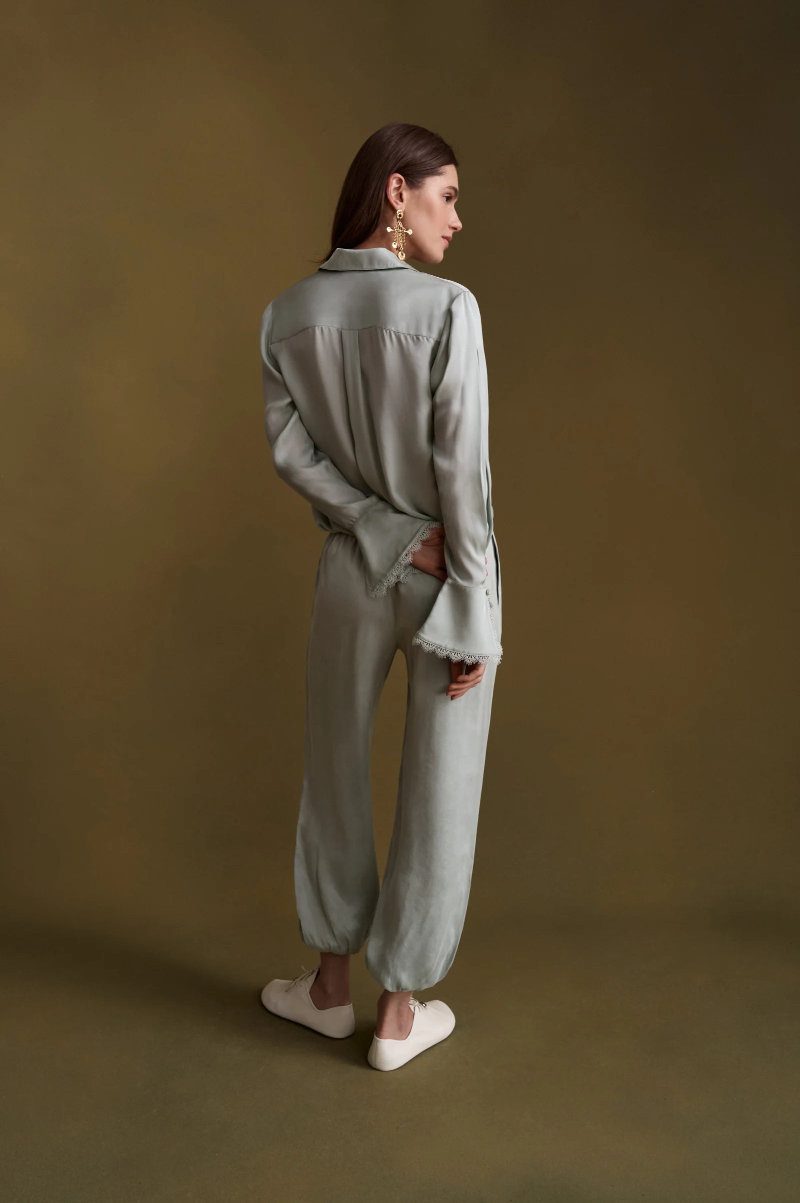 Hes001 Aqua Silk Blouse