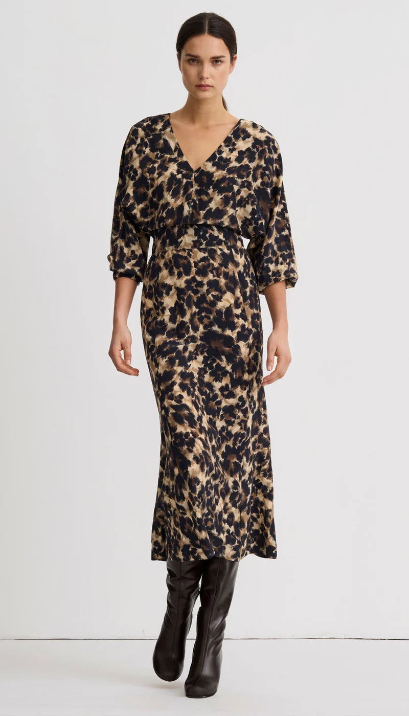 Sm26058 Leopard Flounce Hem Dress