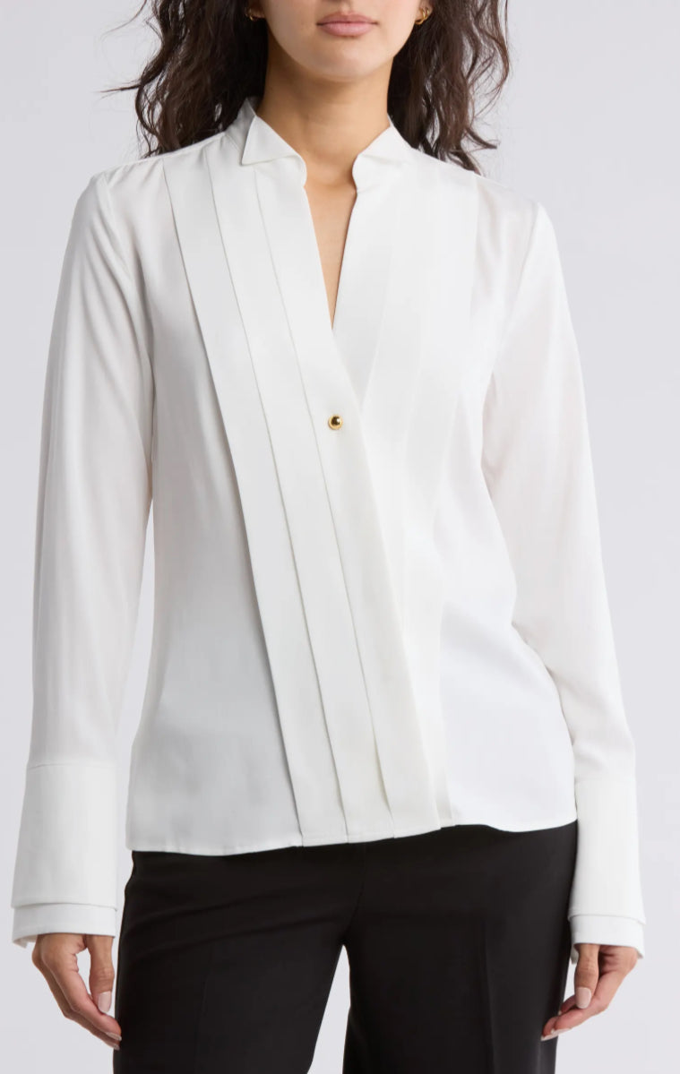 De37367 Derek Lam Tuxedo Silk Blouse