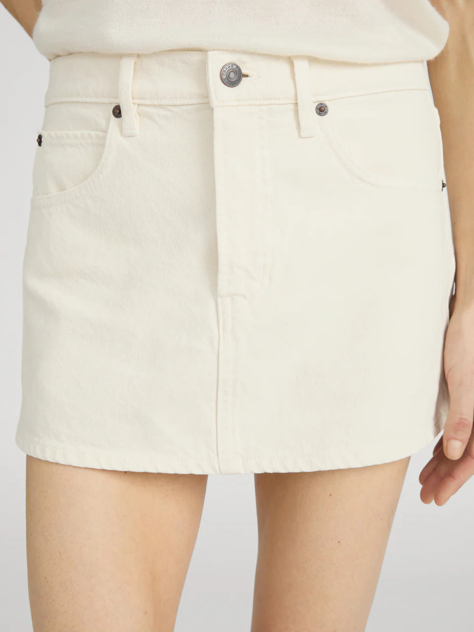 Fr5003728 Cream Denim Skirt