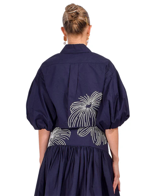 Cizw7728 Sunburst Crop Top - Navy