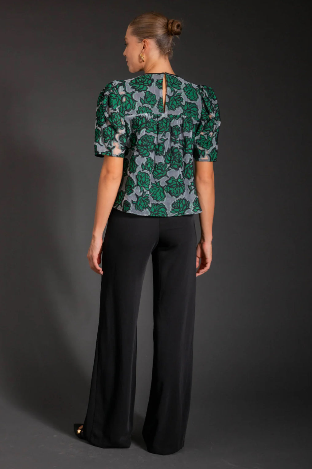 La7907 Lavender Brown Green Floral Ivanna Top