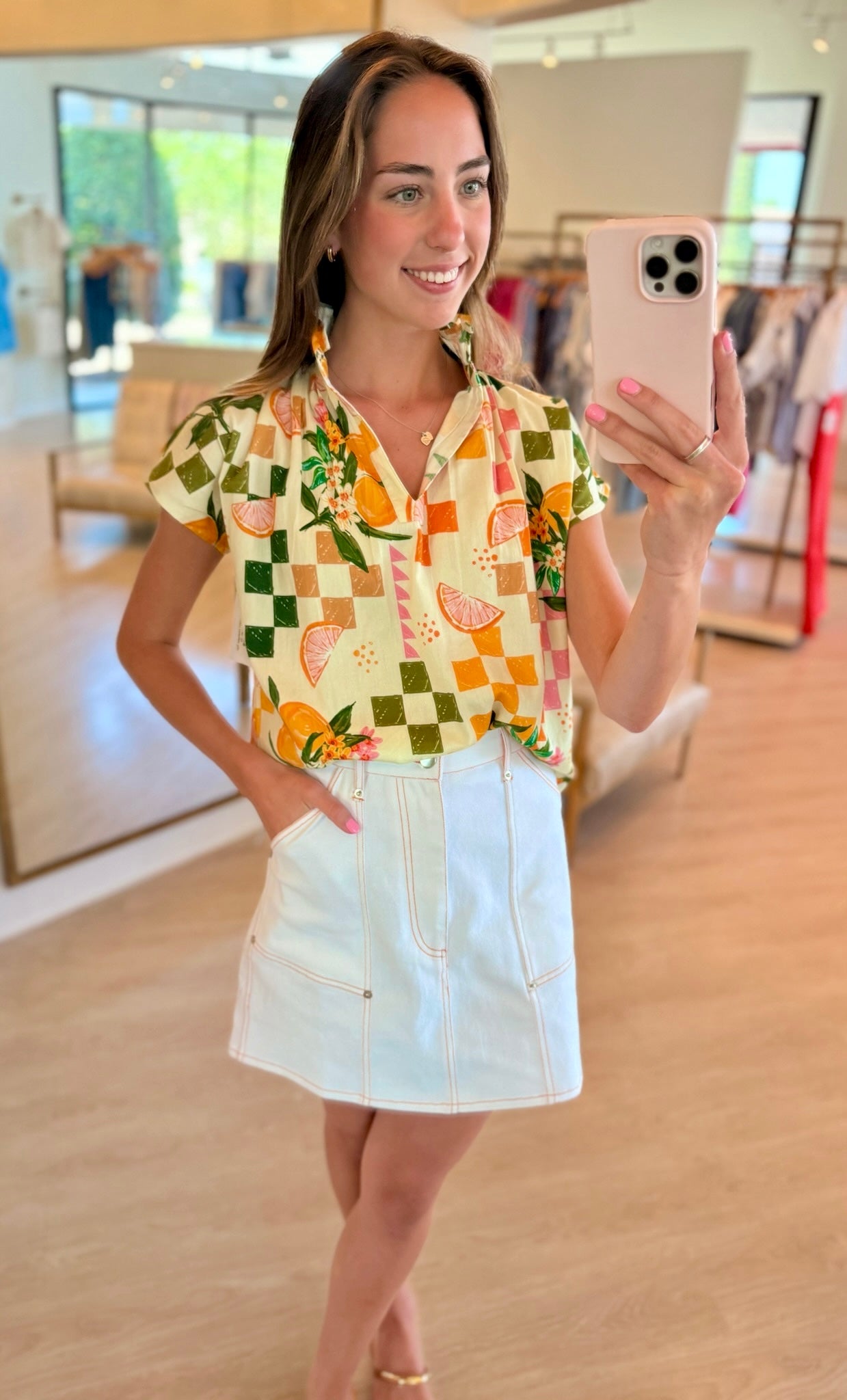 Naw041 White Denim Skirt