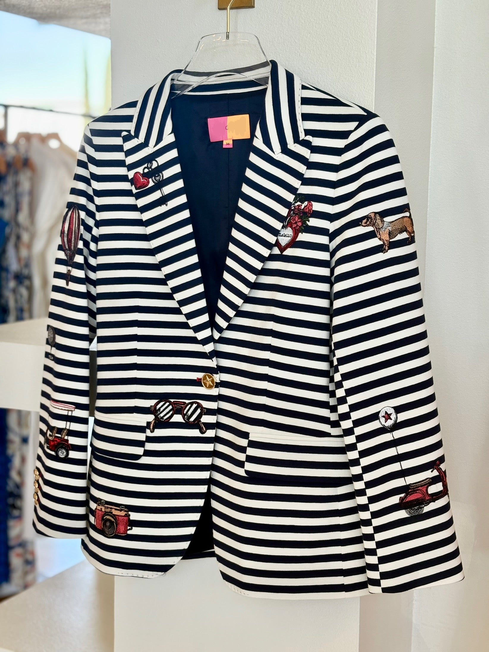 Vi33415 Stripe Ponte Sailor Blazer