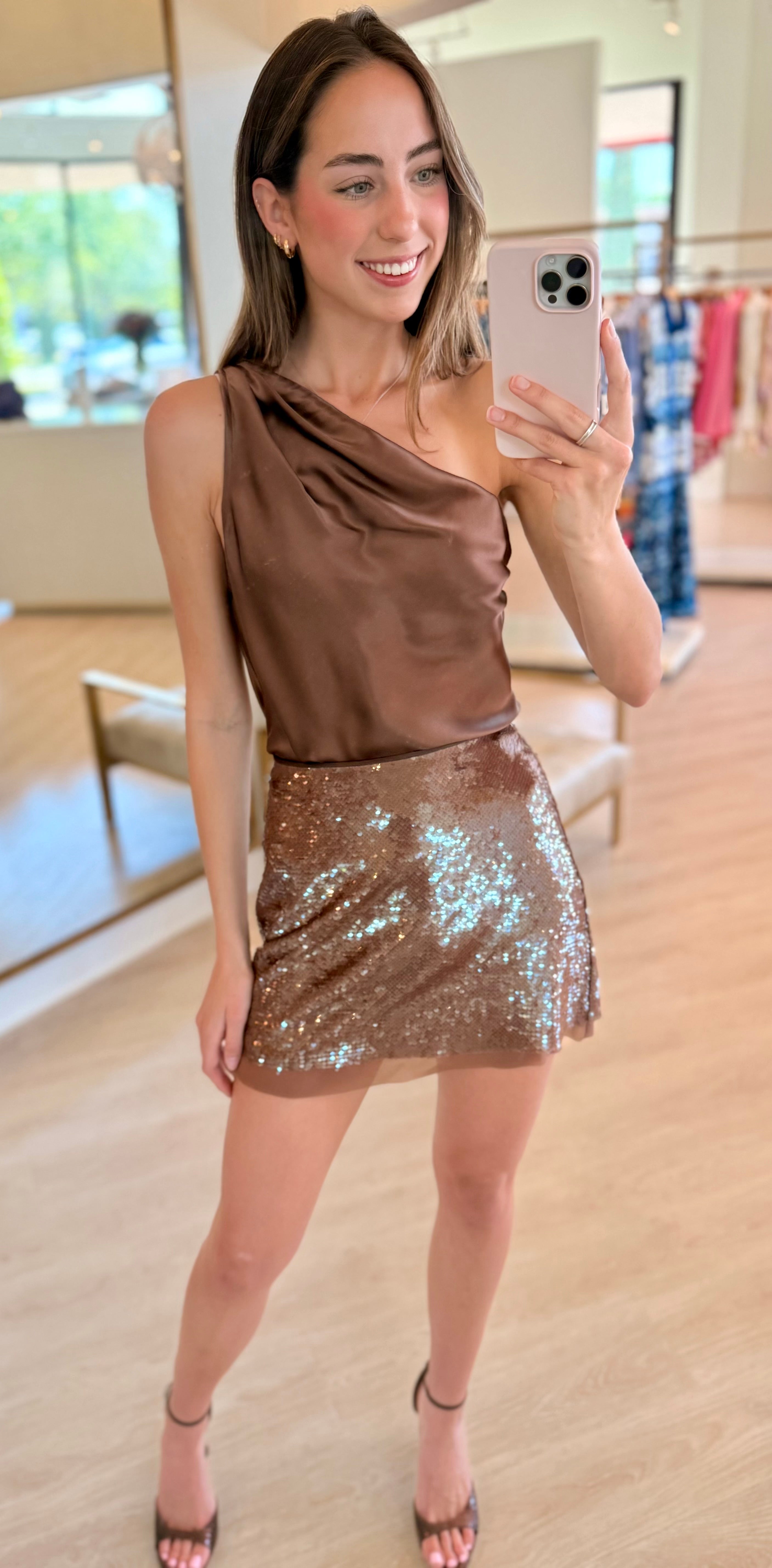 Cak01 Sequin Mini Skirt