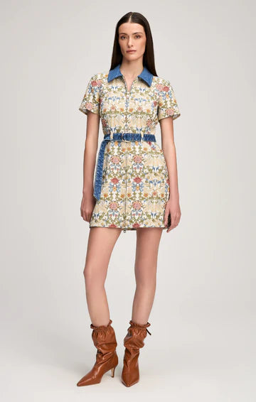Cizd357 Floral Denim Dress