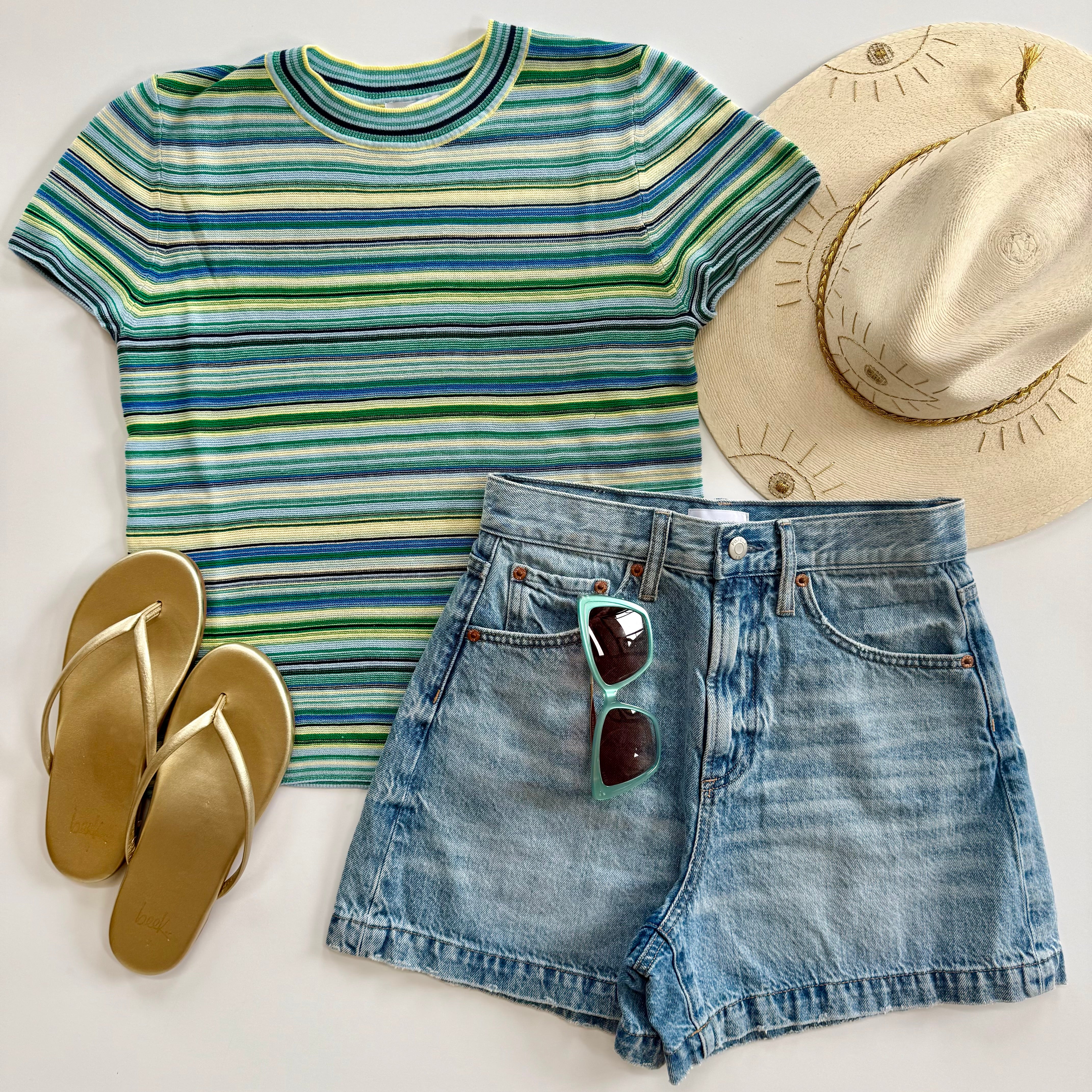 Pi61091 Blue Green Multi Tee