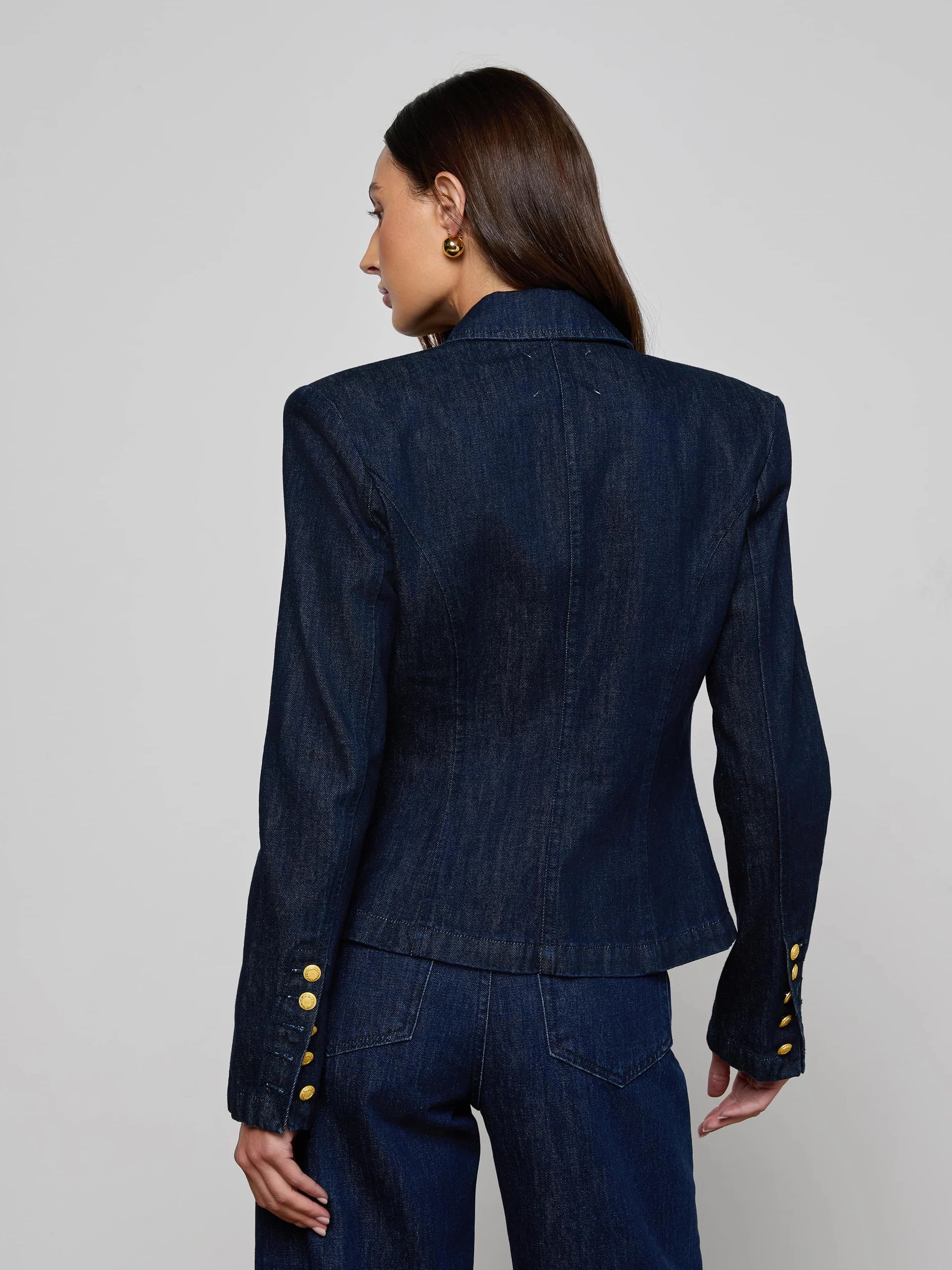 La10039 Denim Stuctured Blazer