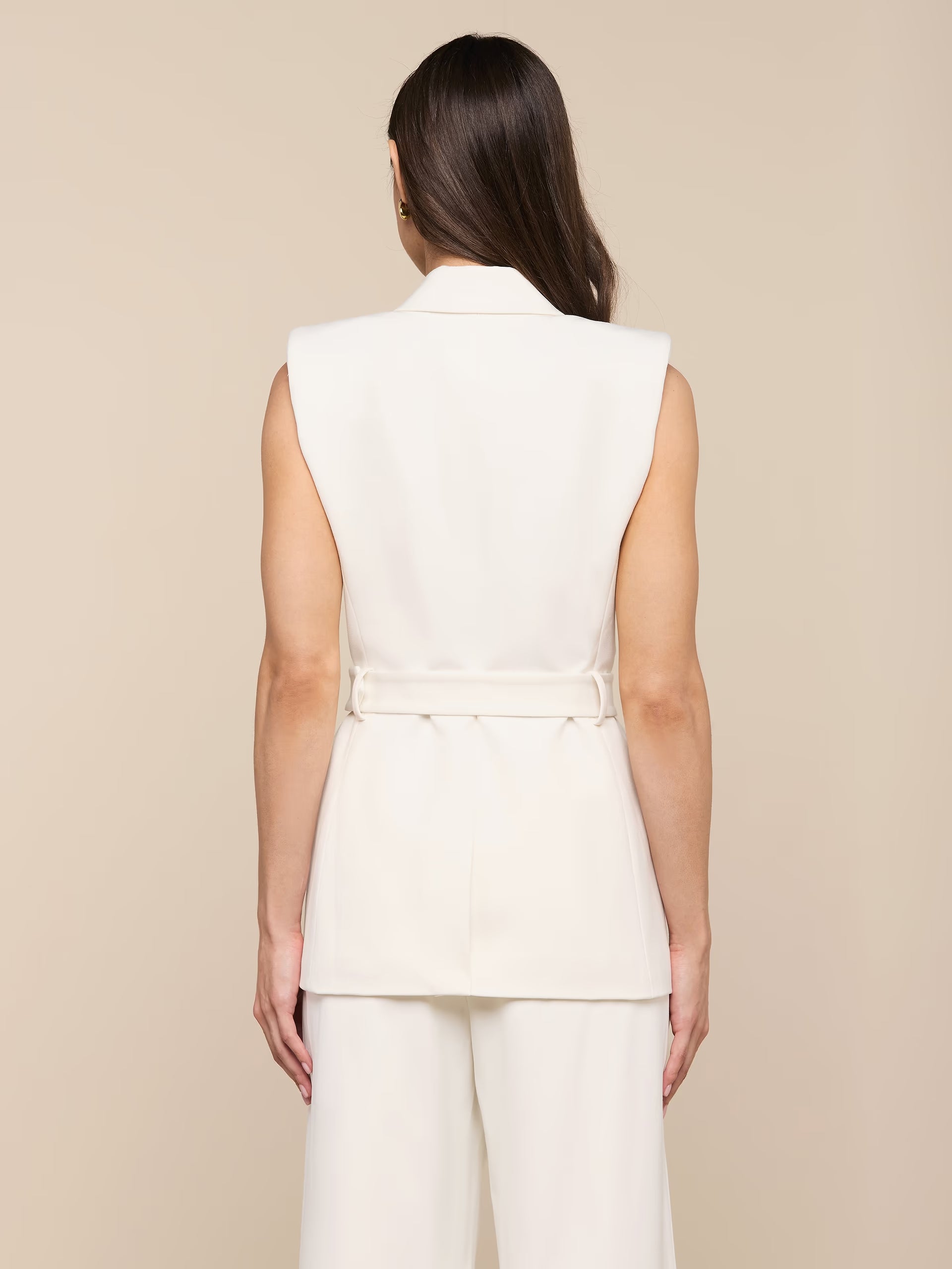 La10076 White Belted Vest Top