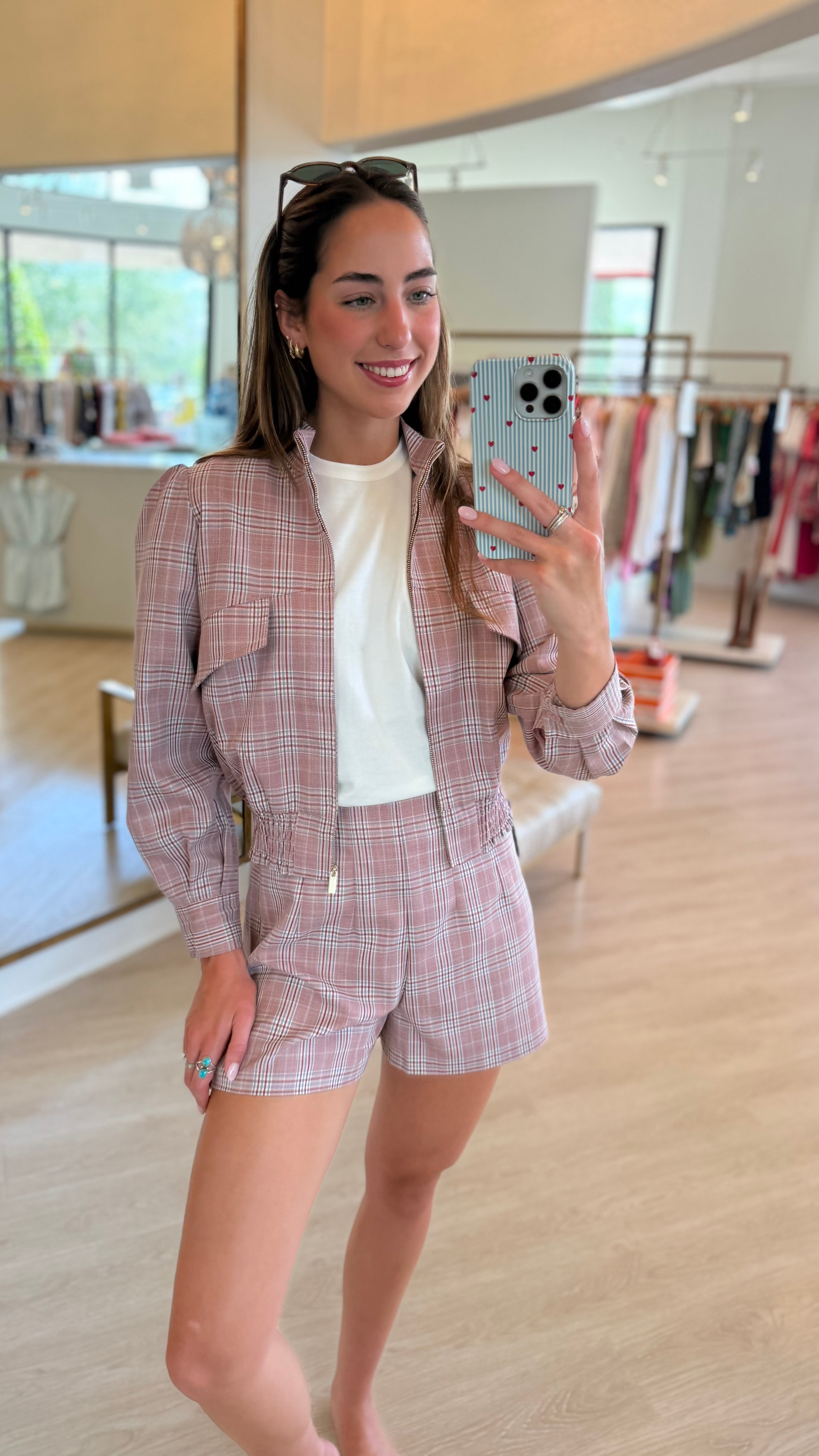 Su191 Pink Plaid Shorts