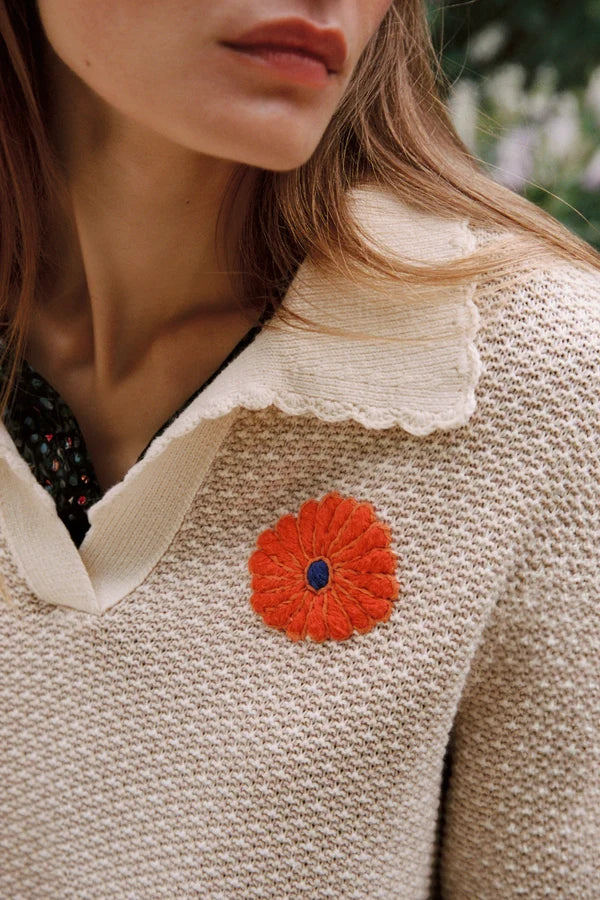 Tr1630 Floral Polo Sweater