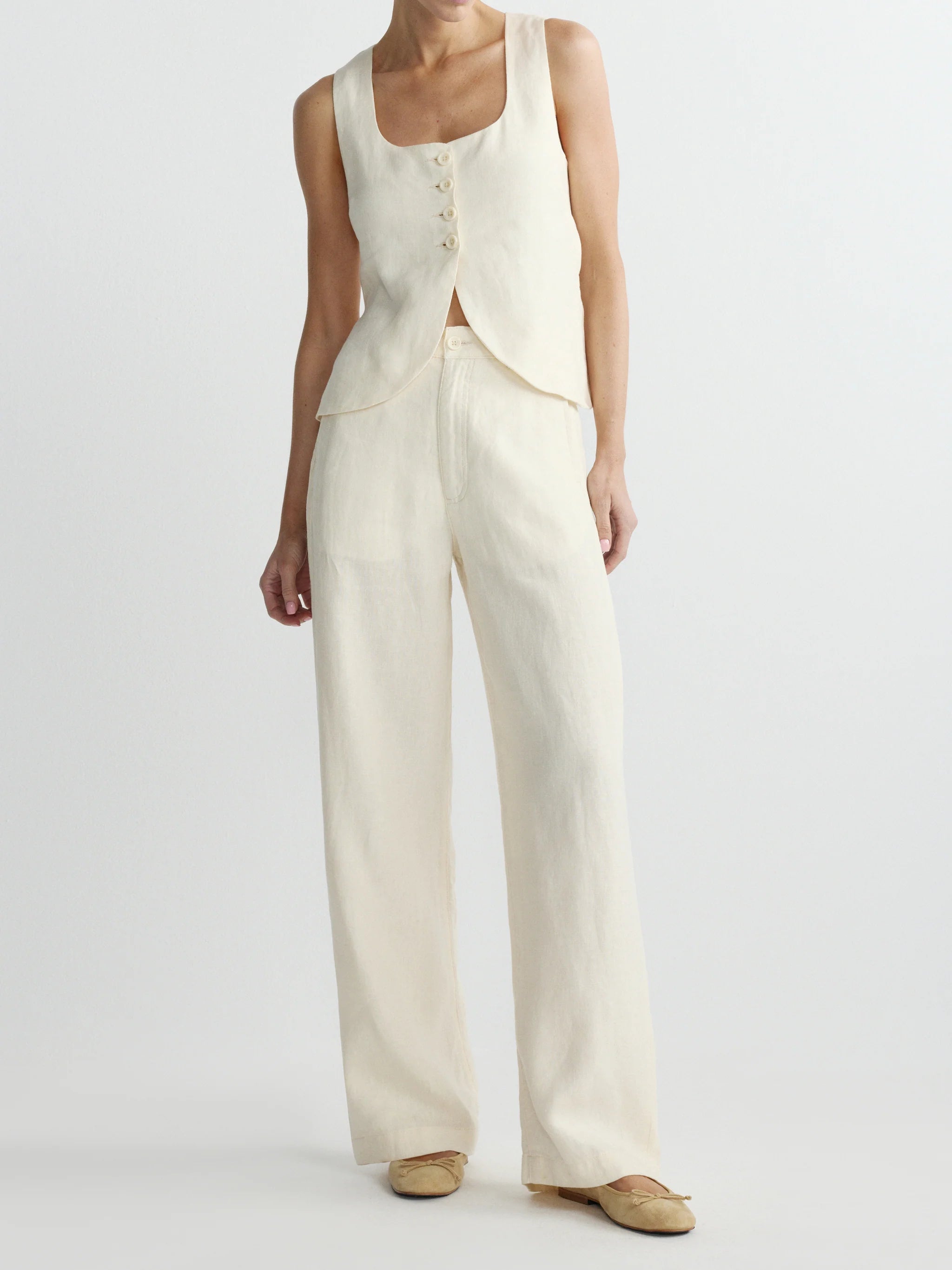 Dl80300 Cream Linen Vest