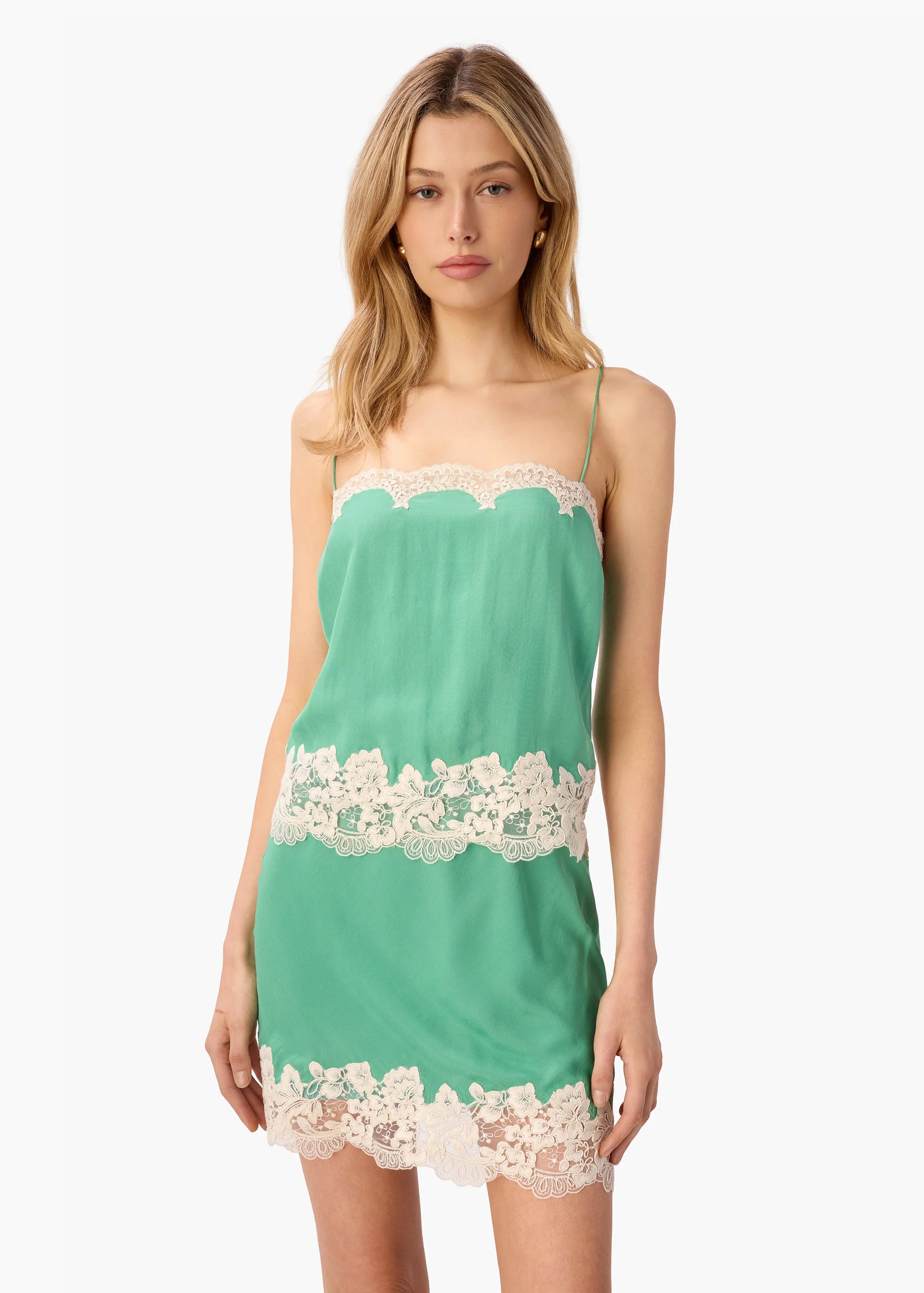 Cack09 Mint Slip Mini Skirt