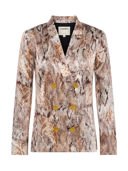 La1485 Snake Print Silk Blazer