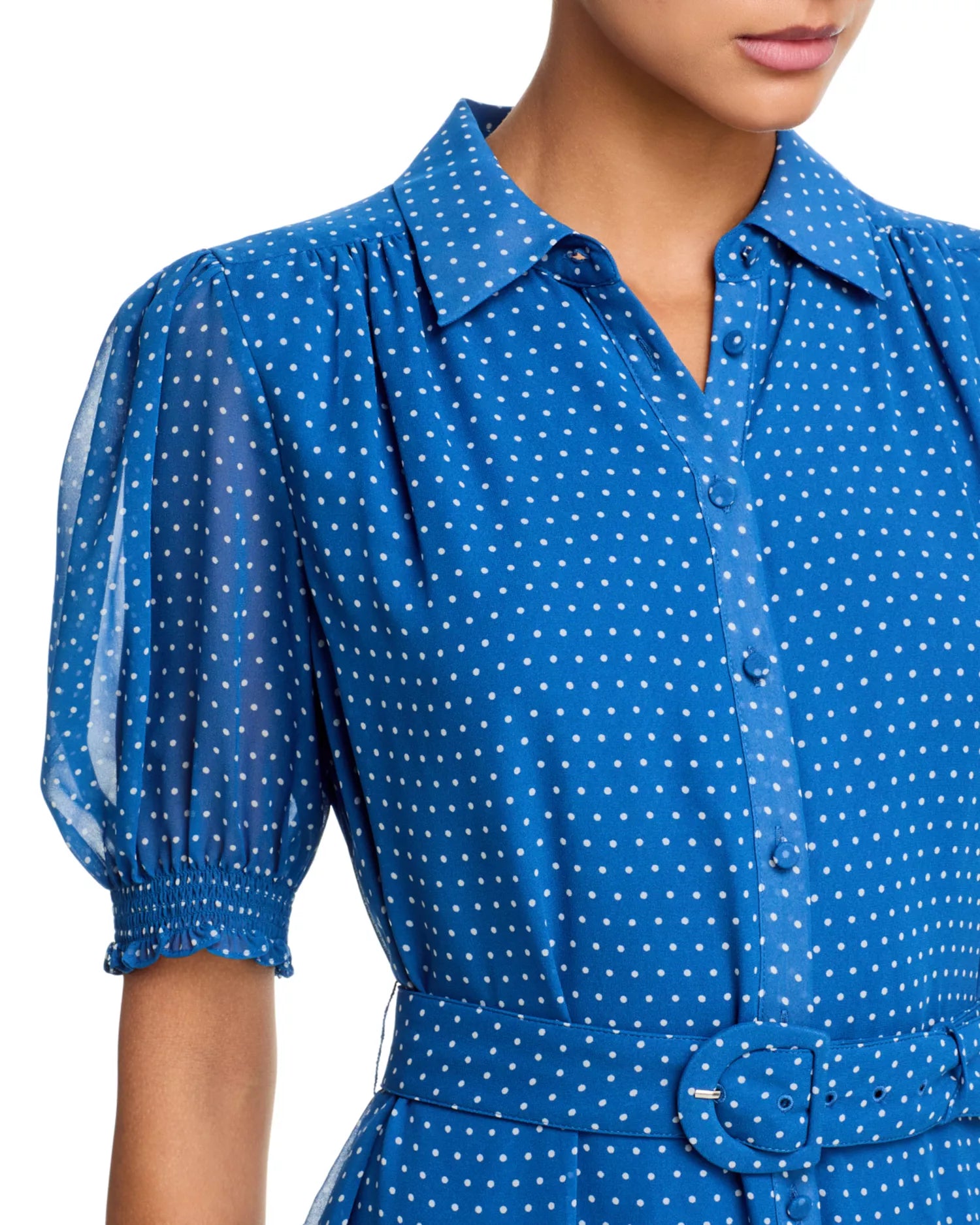 Ci349112 Blue Polka Dot Midi Dress