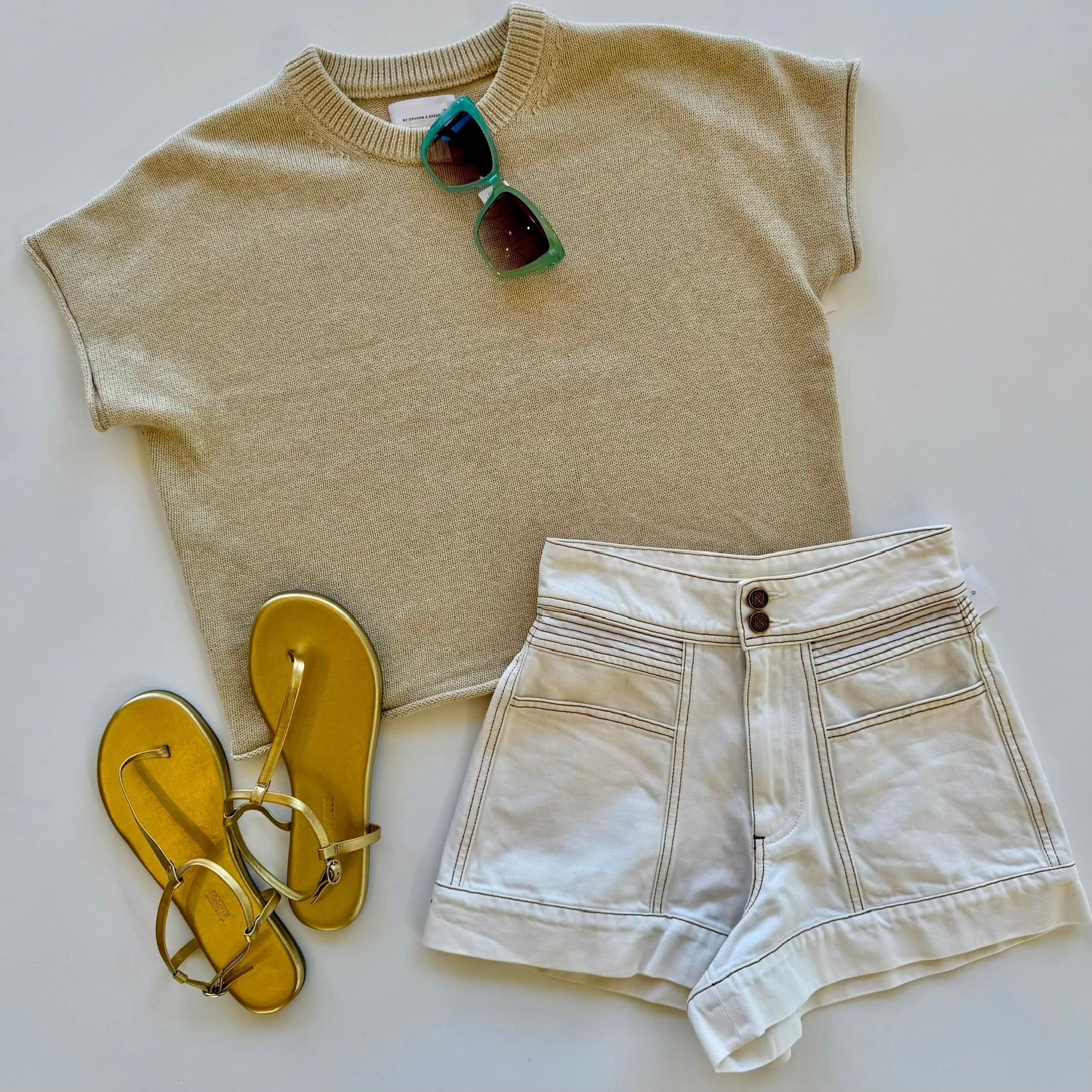 Vekeeny Tan Cap Sleeve Top