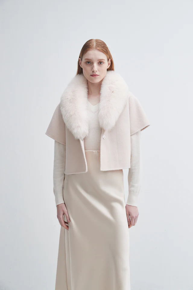 Pi6203 Blush Fur Collar Jacket