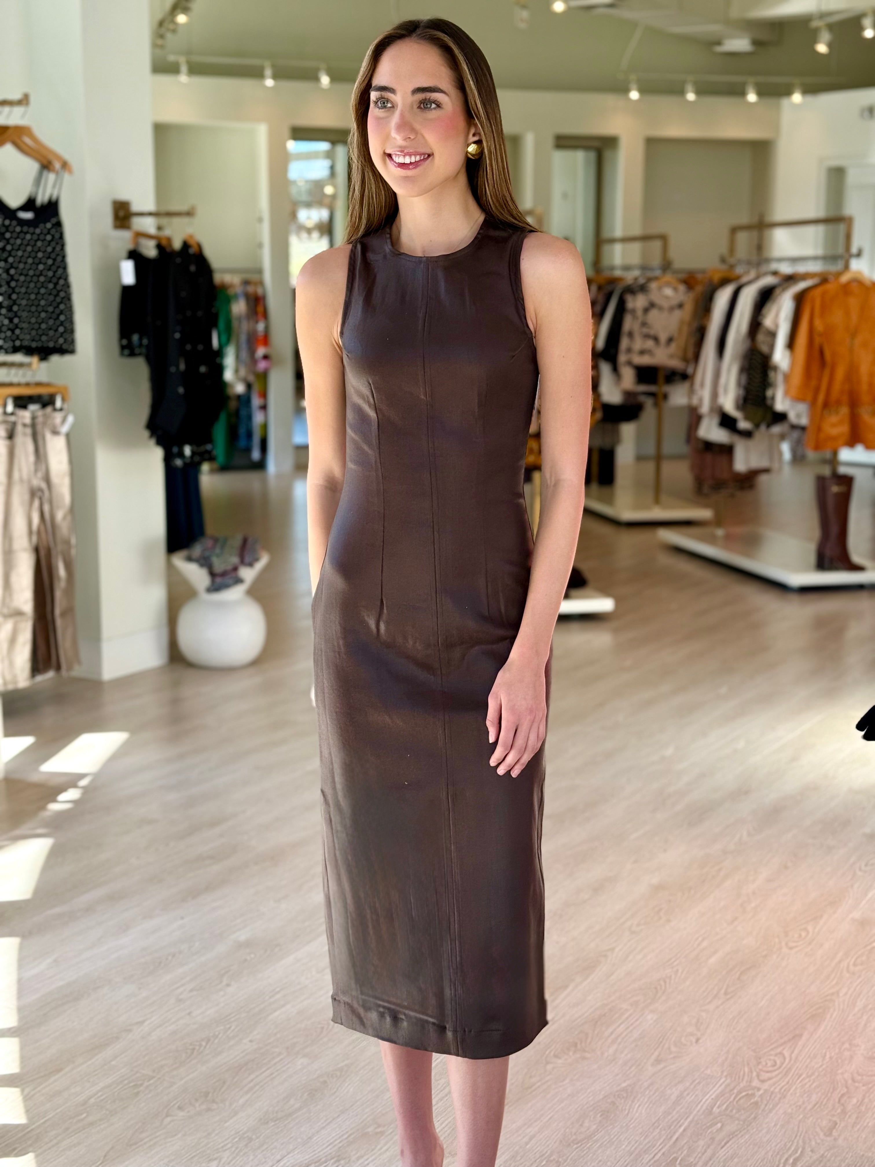Dl80218 Walnut Coated Midi Dress