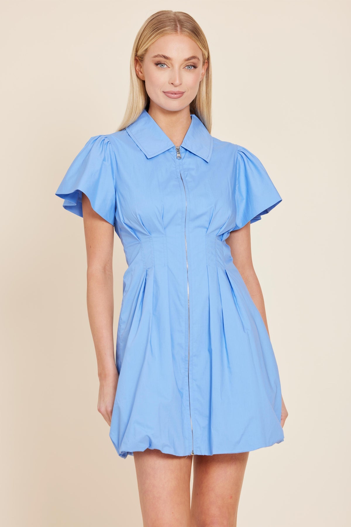 Do172 Blue Poplin Bubble Dress
