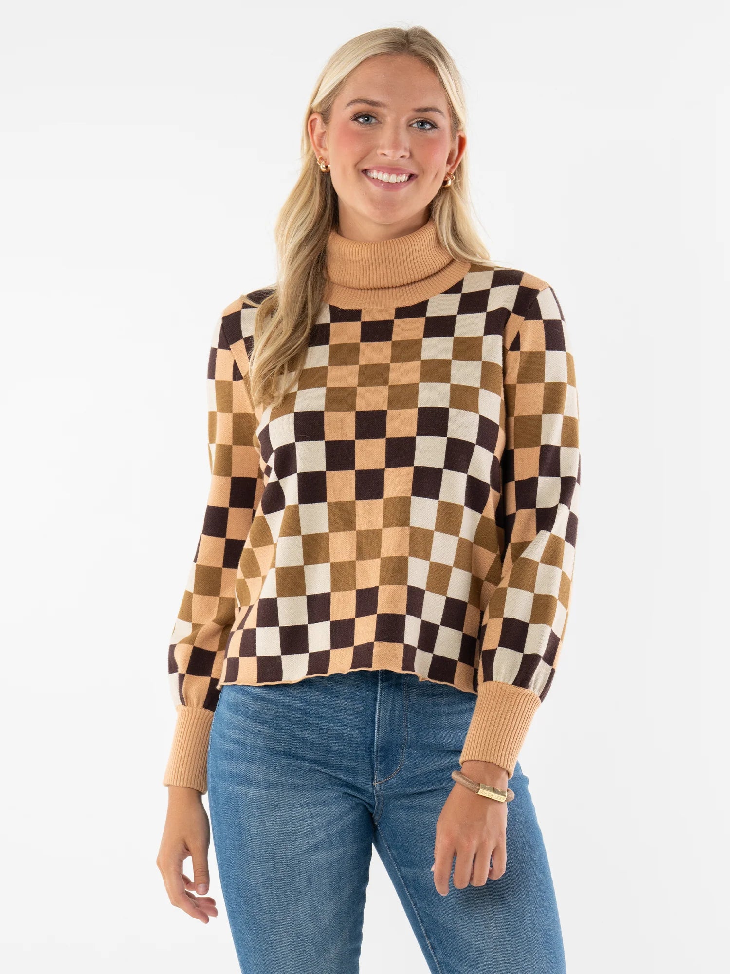 Em511 Checkered Turtleneck