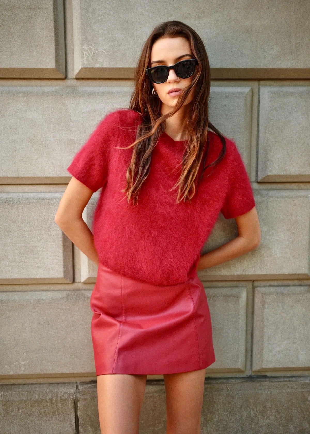 Cak09 Cherry Leather Skirt