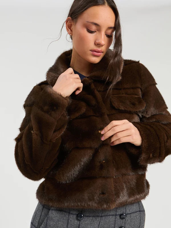 Vi33763 Brown Faux Jacket