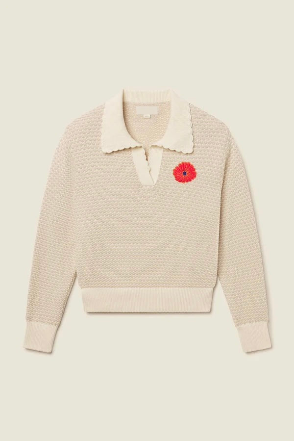 Tr1630 Floral Polo Sweater
