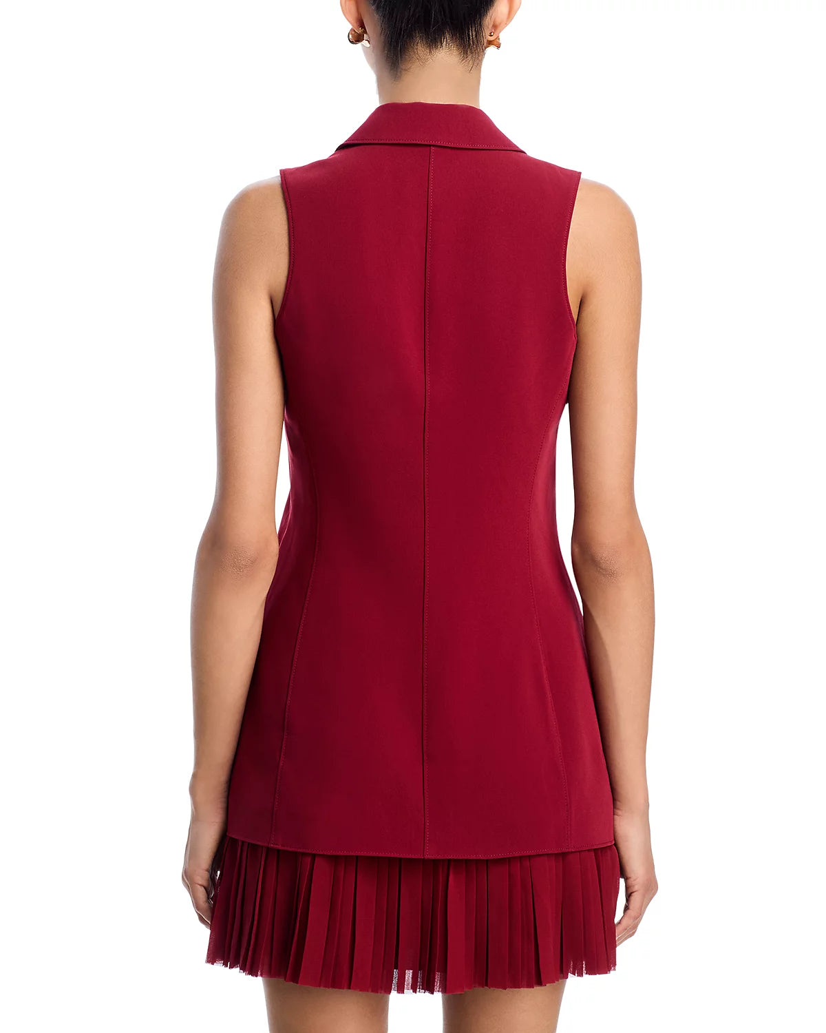Cizd259313 Wine Ruffle Hem Dress