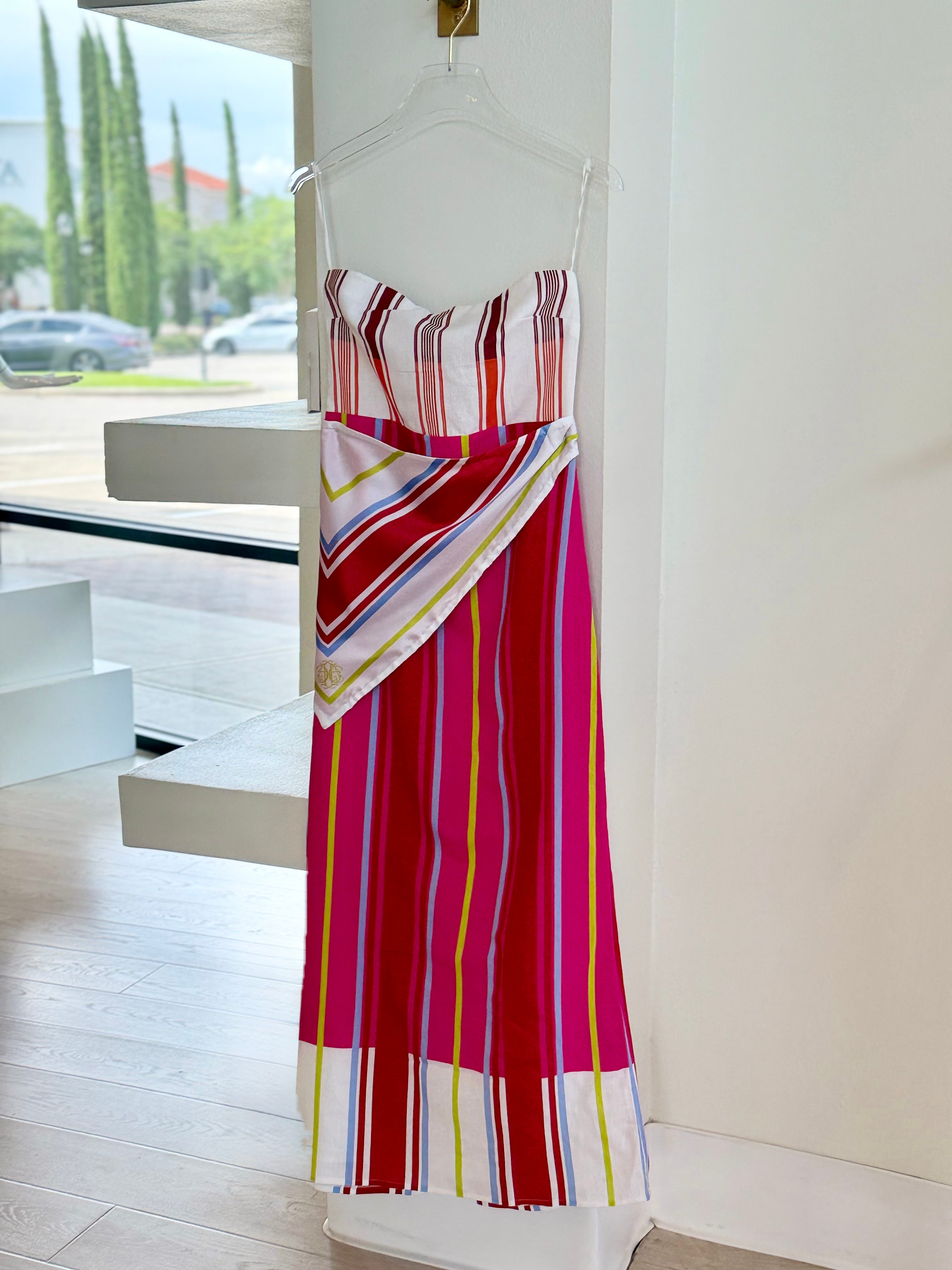 Anstella Bright Stripe Strapless Dress