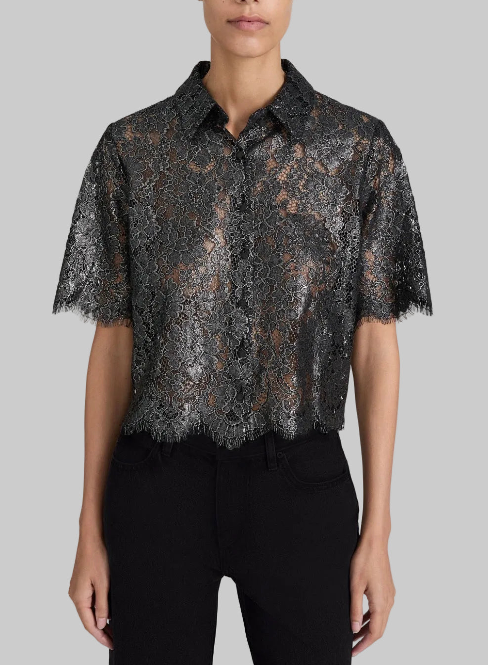 Frsh032 Metallic Lace Blouse