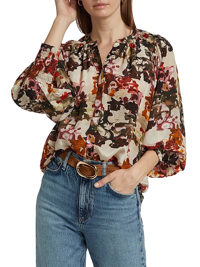 Ma12122399 Maria Cher Red Watercolor Blouse