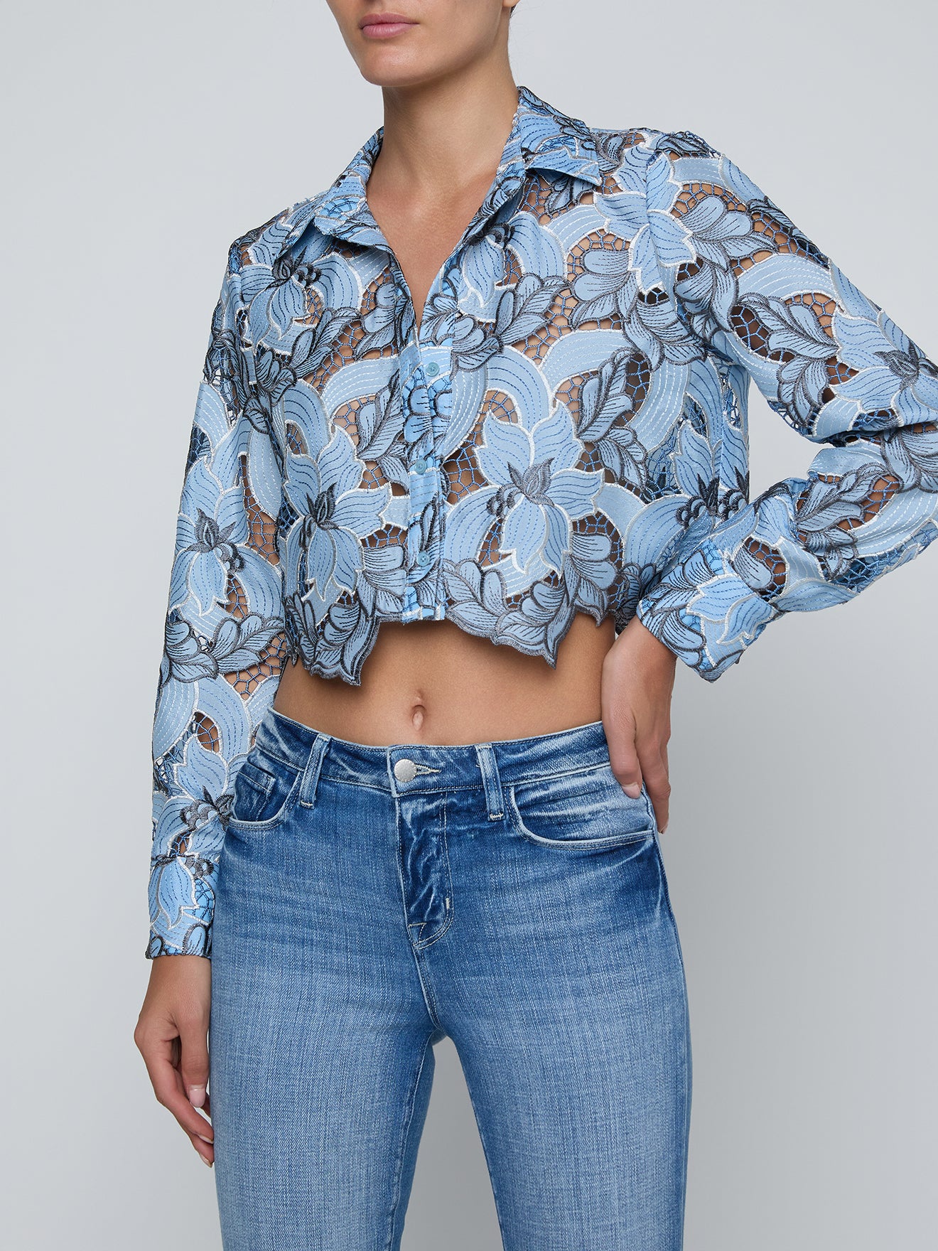 La40639 Blue Lace Button Down