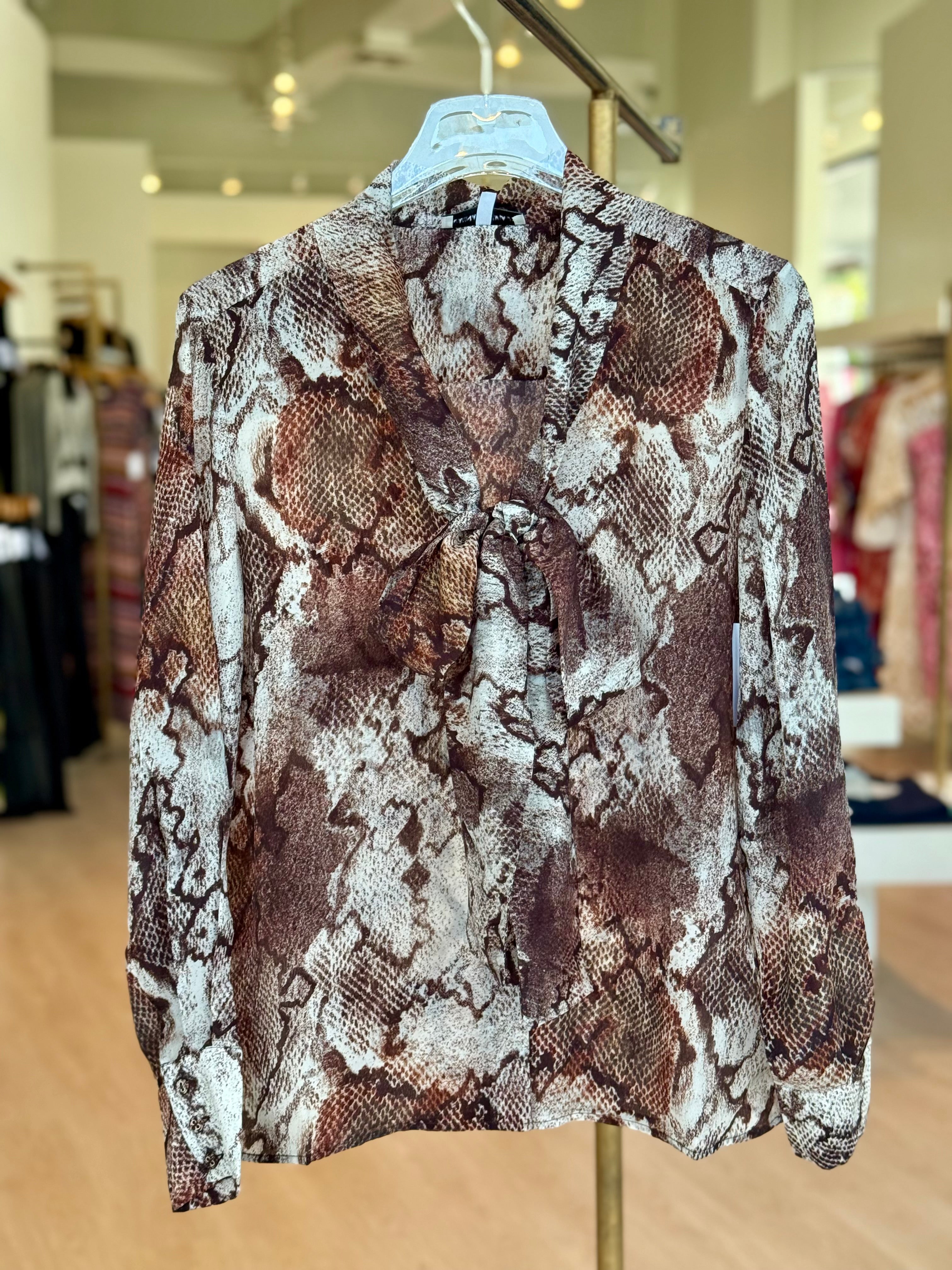 Ka11044 Natural Snake Print Top