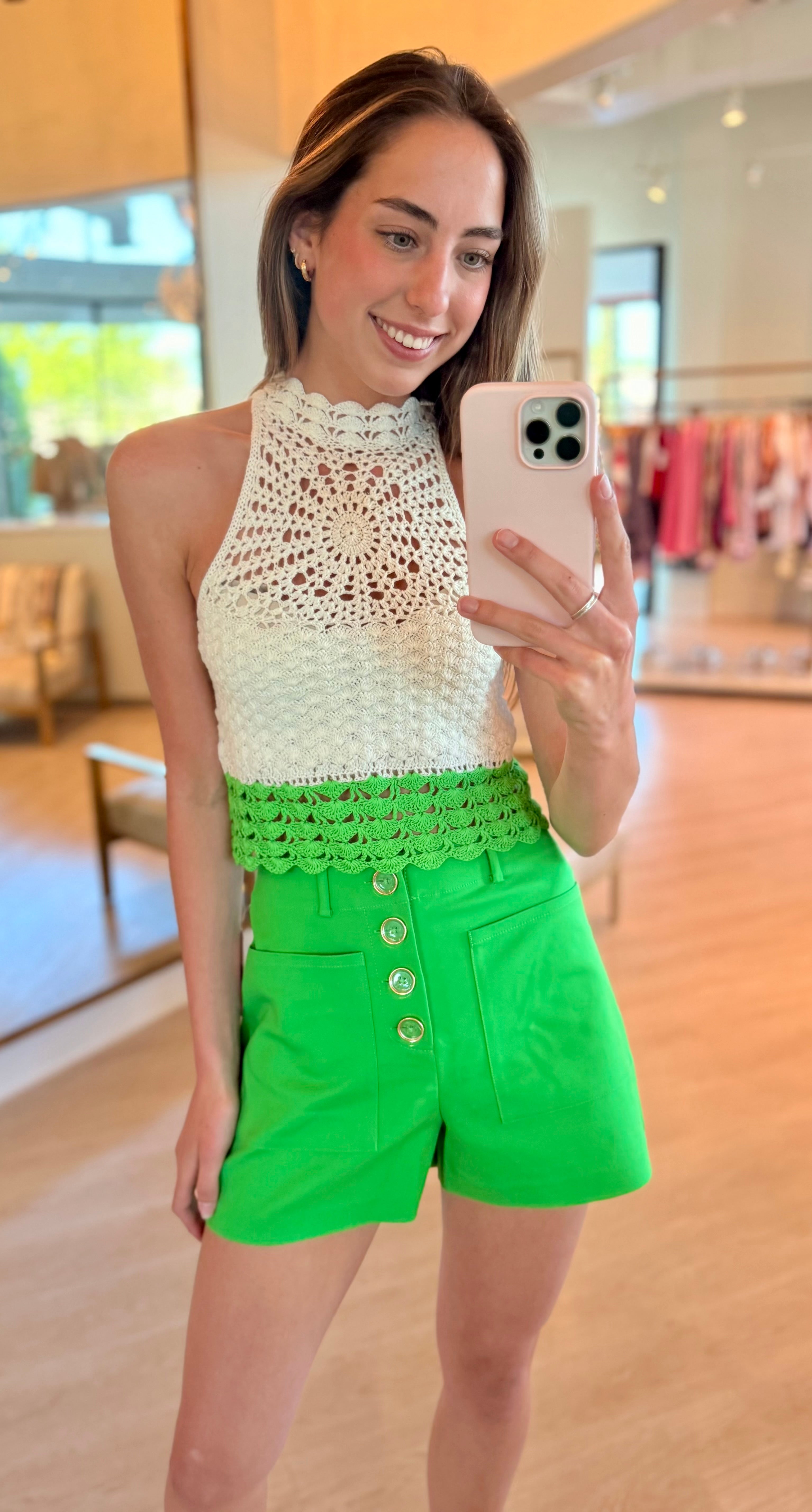 Ra04257009 Ramy Brook Colorblock Crochet Top