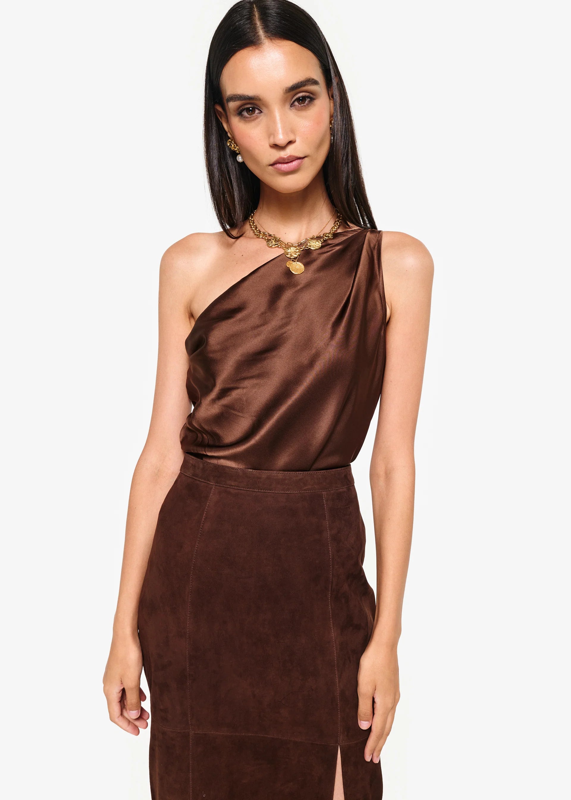 Caf20 Chocolate Silk Bodysuit
